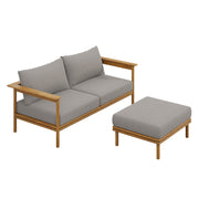 Modway Wren 2-Piece Outdoor Patio Teak Wood Sofa and Ottoman Set