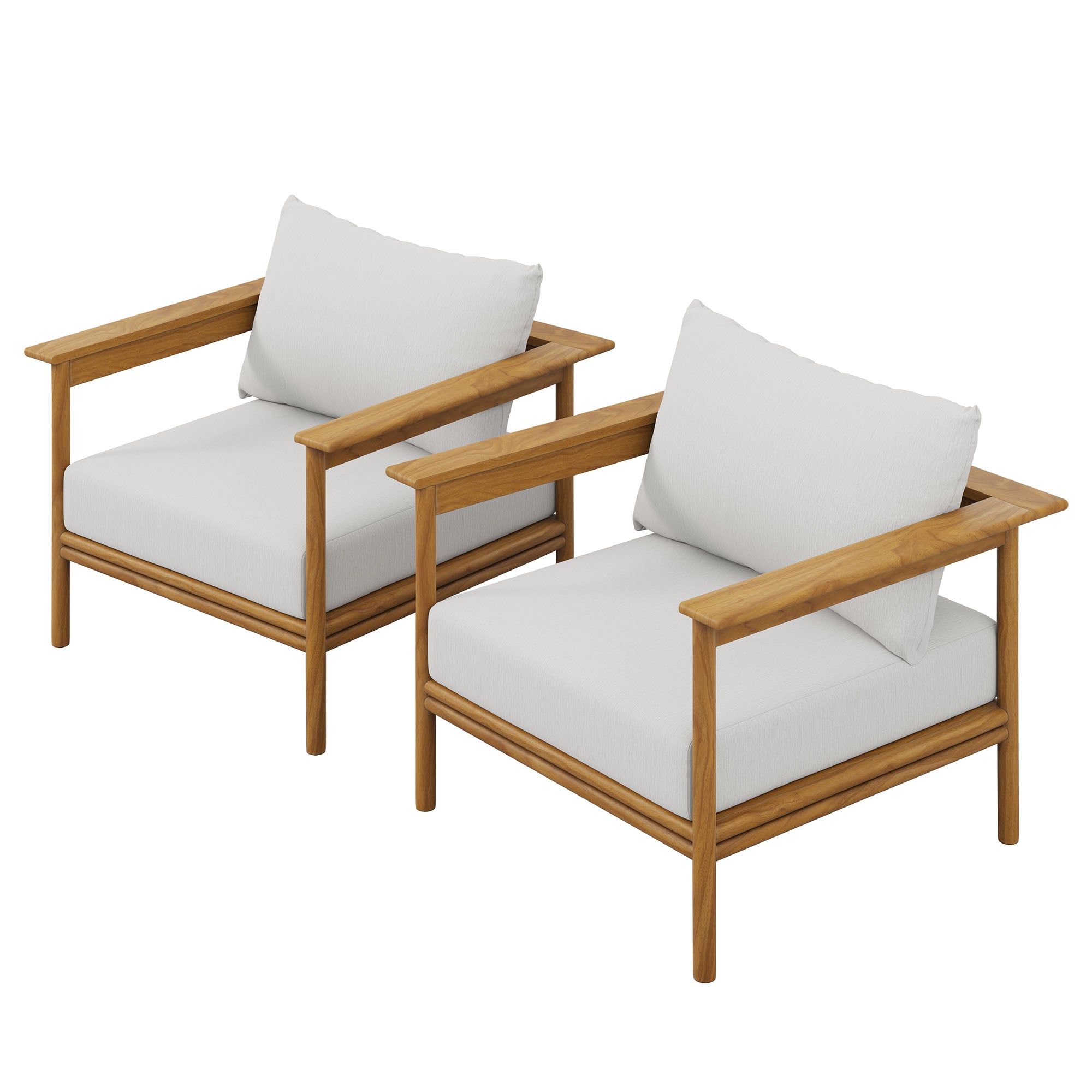 Modway Wren Outdoor Patio Teak Wood Armchair Set of 2