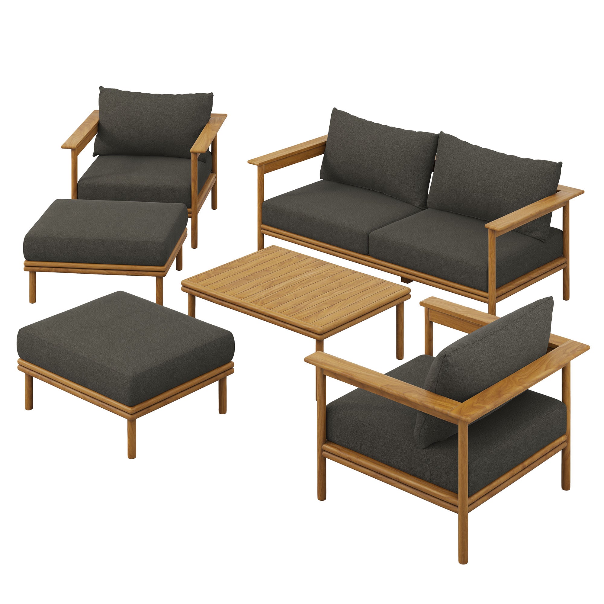 Modway Wren 6-Piece Outdoor Patio Teak Wood Furniture Set