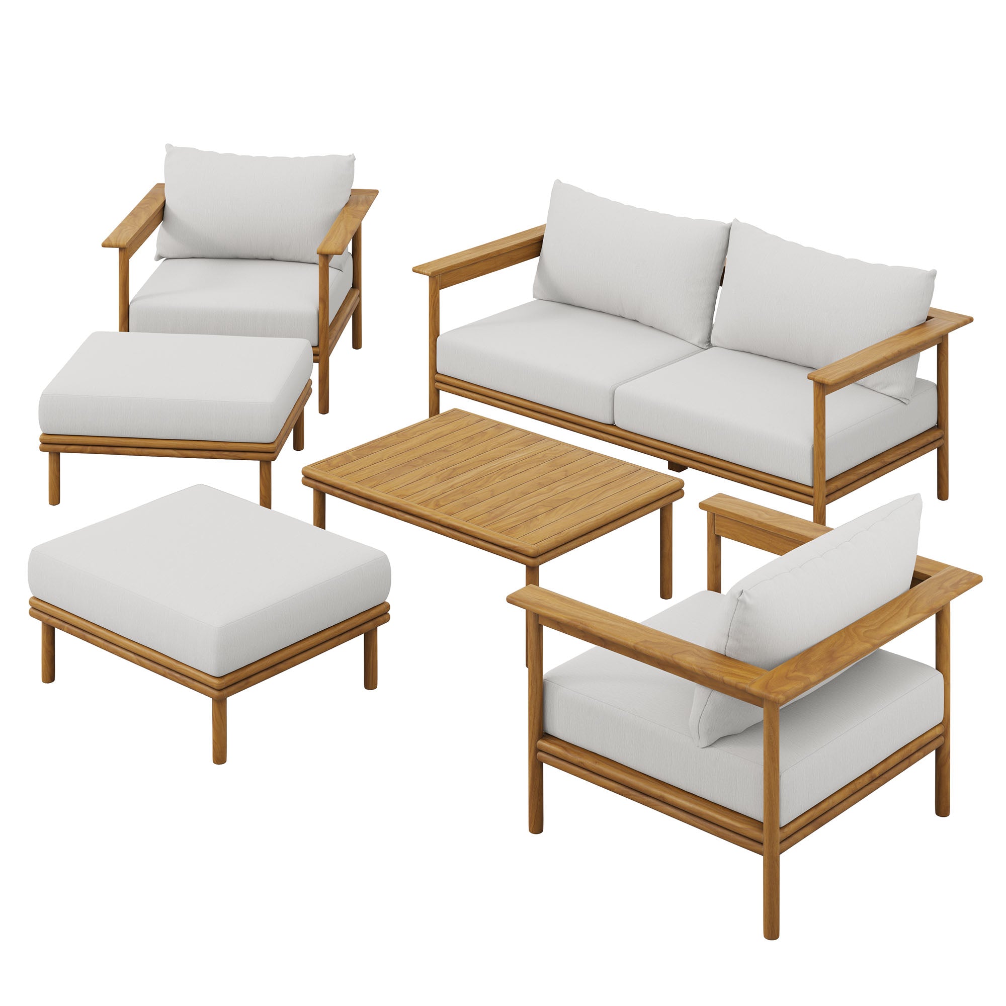 Modway Wren 6-Piece Outdoor Patio Teak Wood Furniture Set