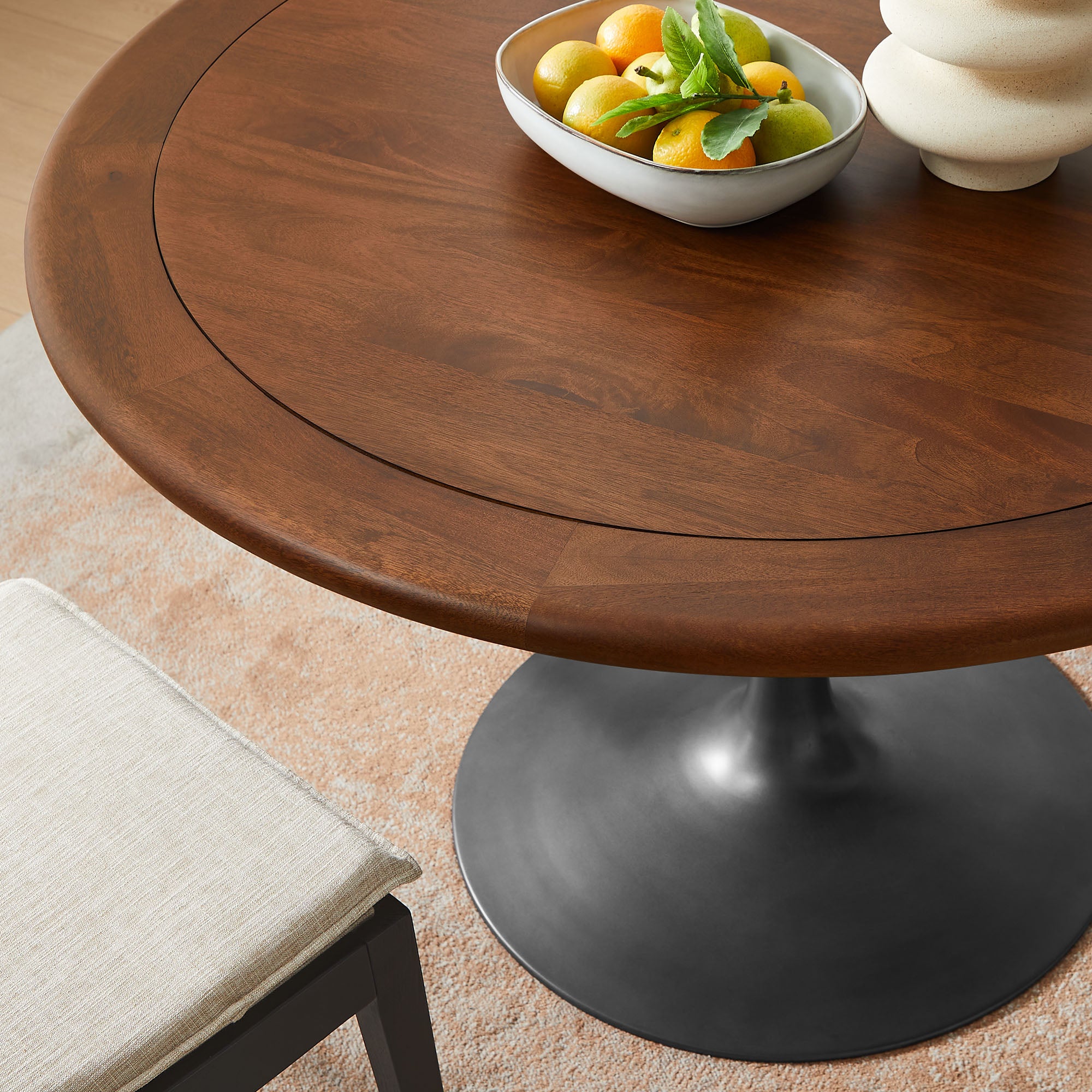 Modway Lippa 48" Round Pedestal Solid Wood Dining Table