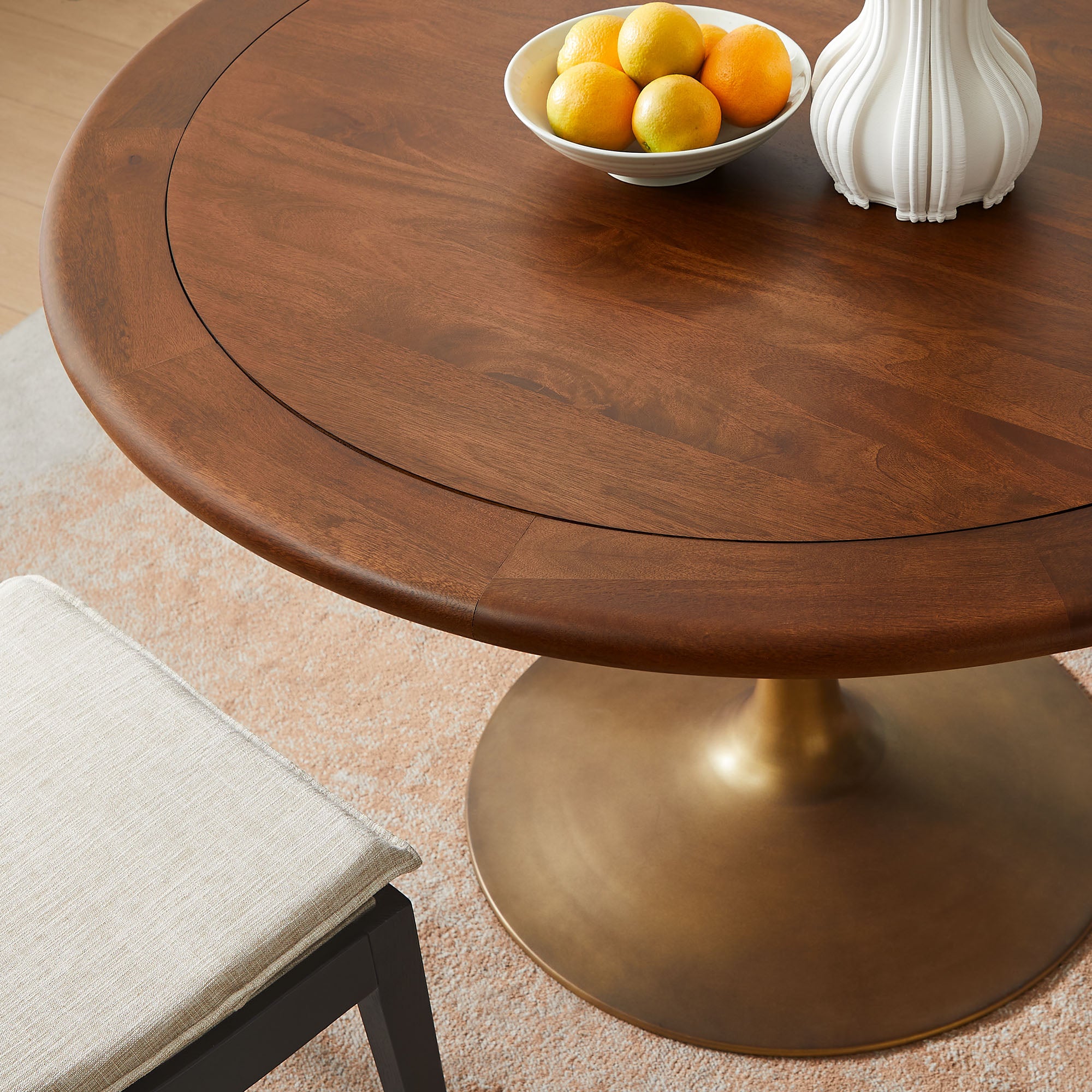Modway Lippa 48" Round Pedestal Solid Wood Dining Table
