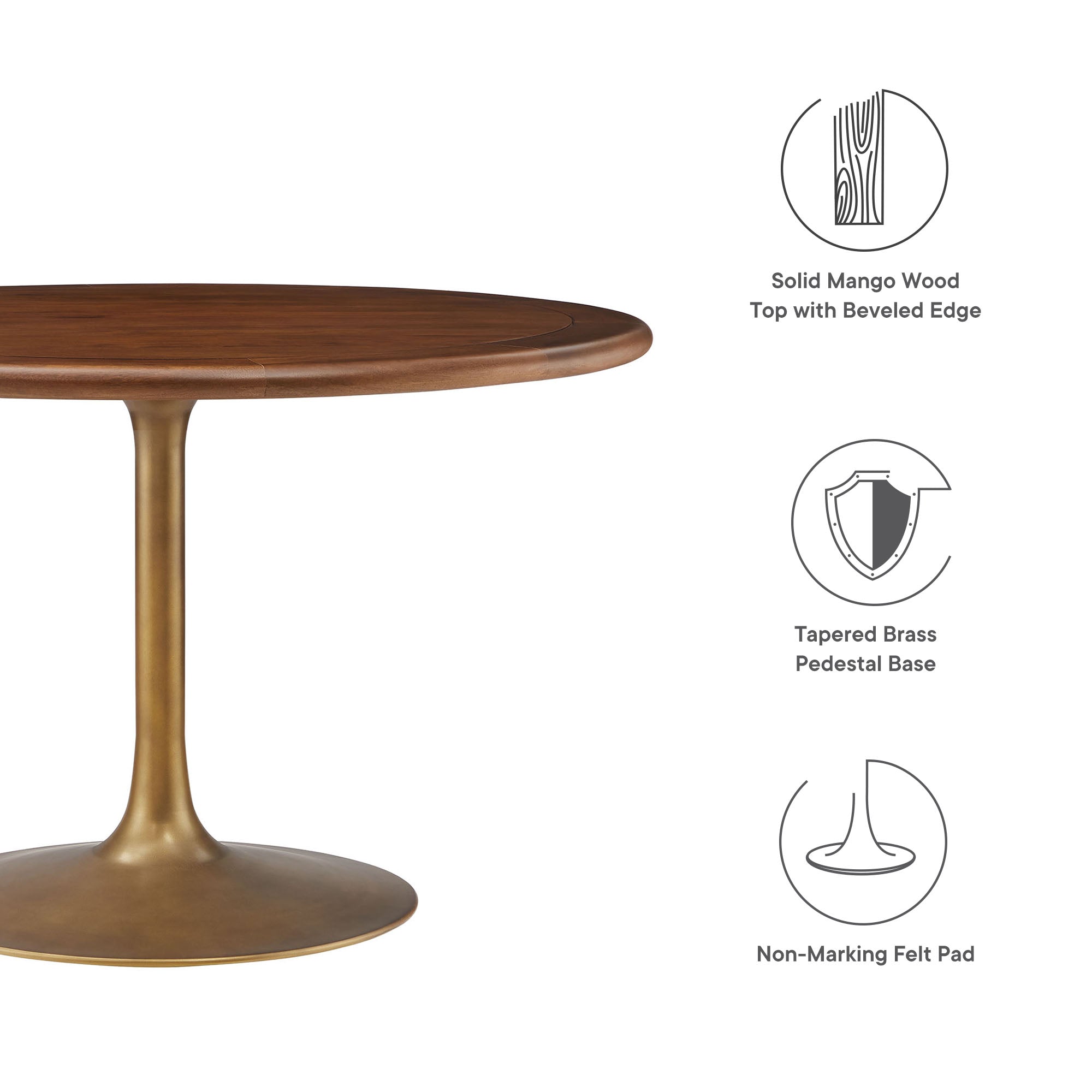 Modway Lippa 48" Round Pedestal Solid Wood Dining Table