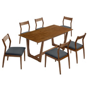 Modway Solara 7-Piece Wood Dining Set with Vegan Leather Side Chairs