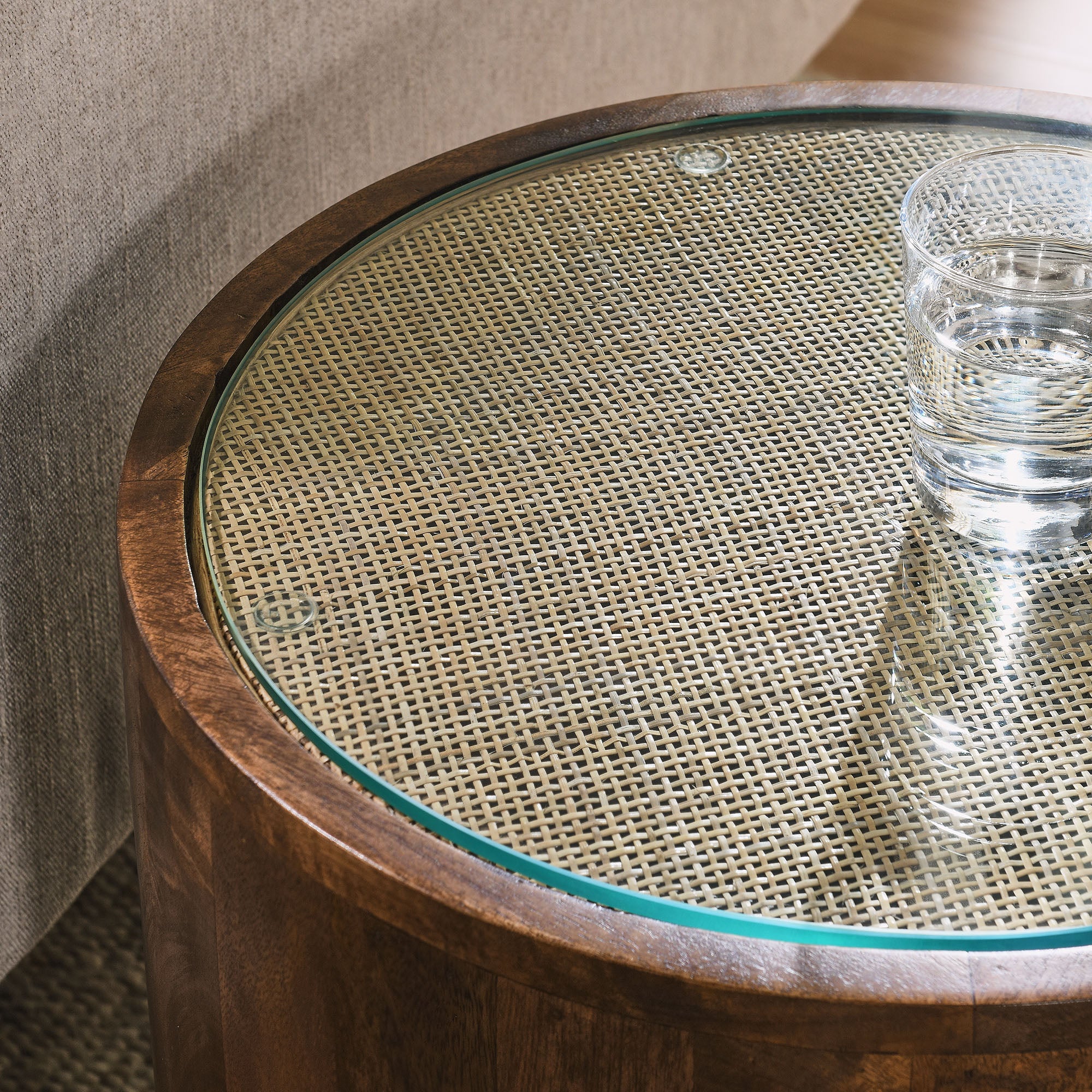 Modway Truett Round Wood Rattan Side Table