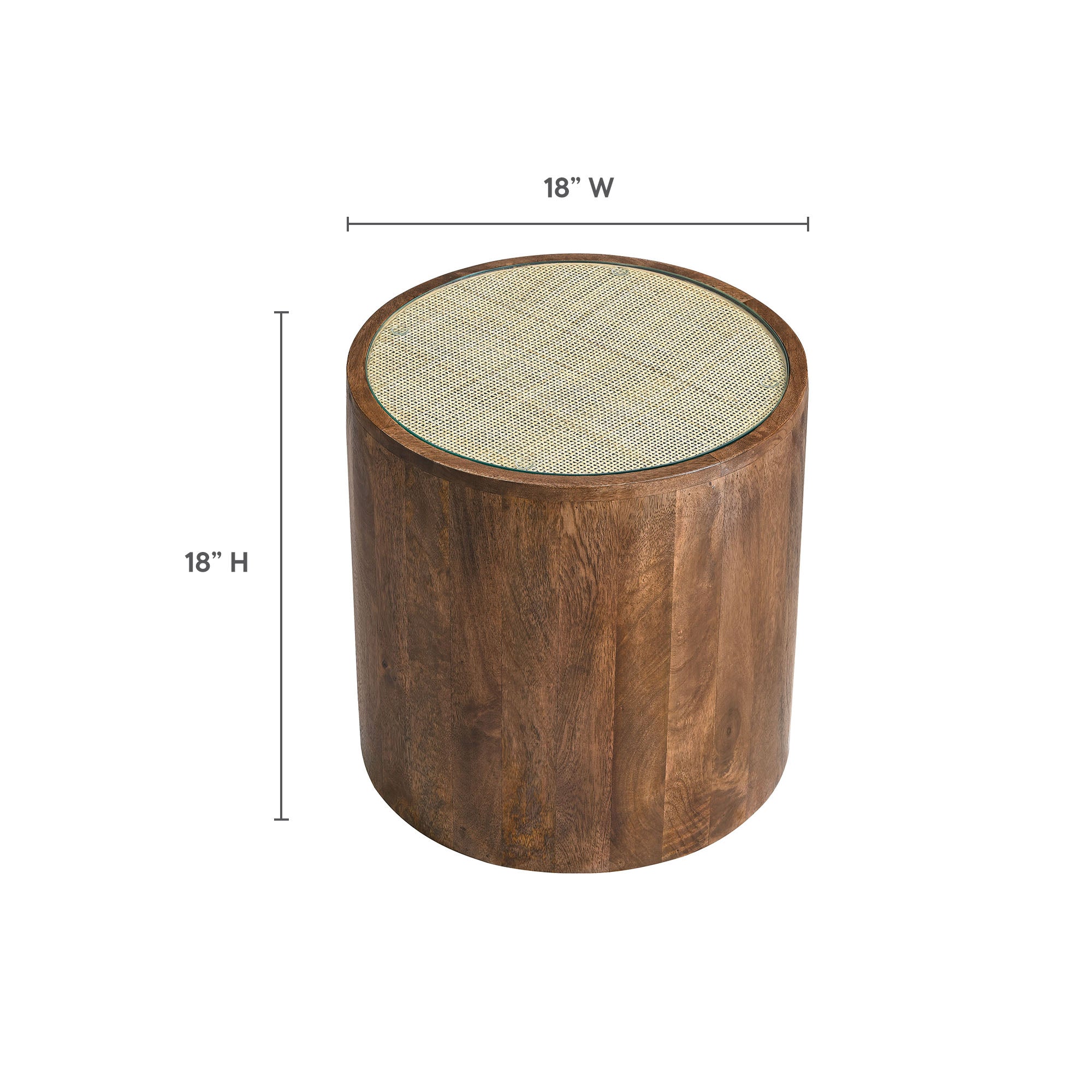 Modway Truett Round Wood Rattan Side Table