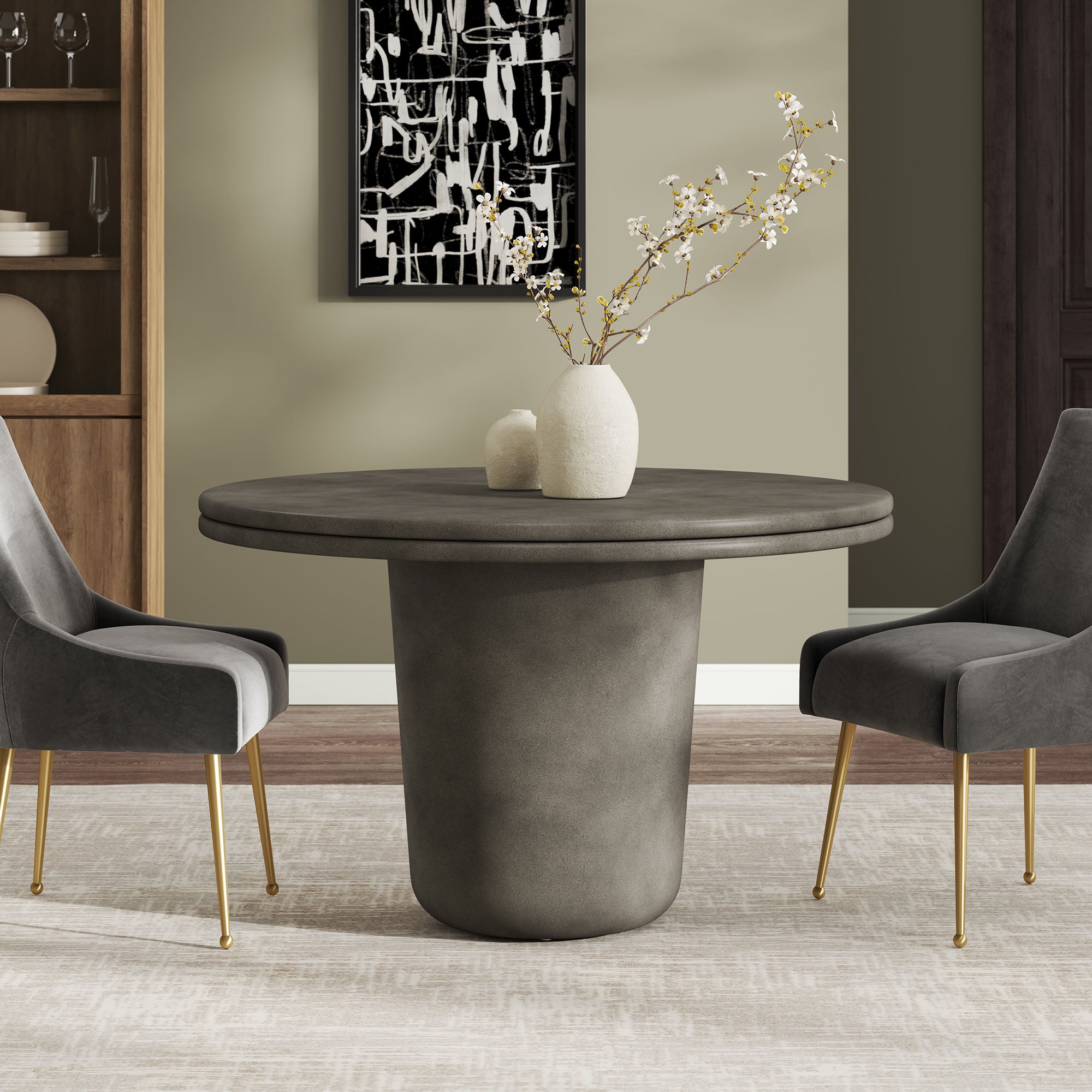 Modway Brion 48" Indoor - Outdoor Patio Concrete Round Dining Table