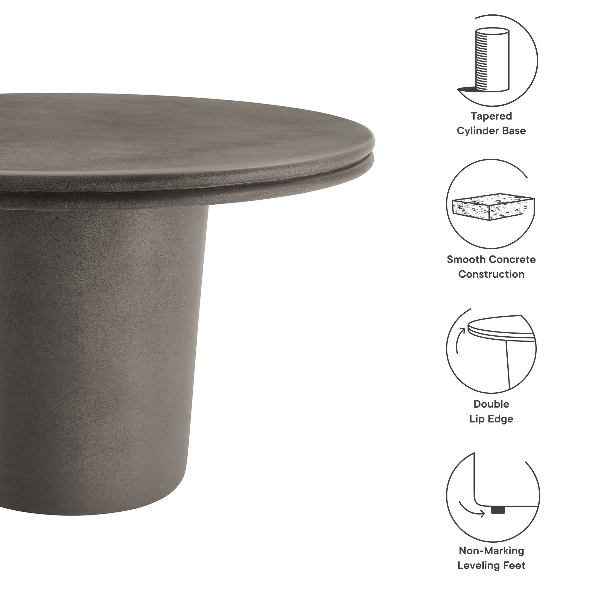 Modway Brion 48" Indoor - Outdoor Patio Concrete Round Dining Table