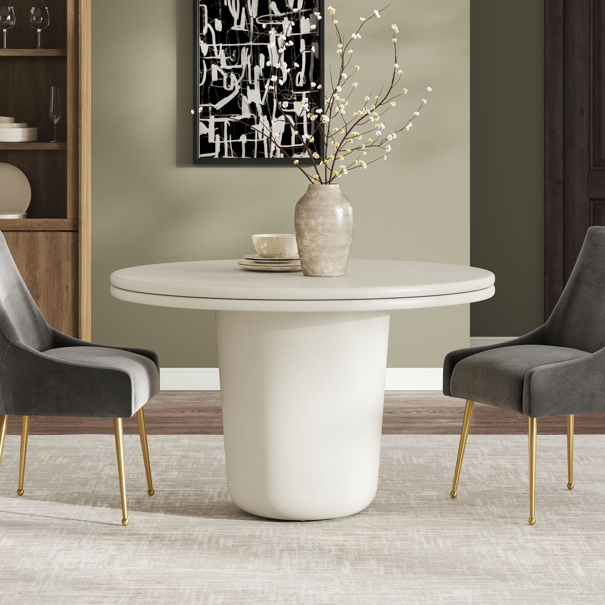 Modway Brion 48" Indoor - Outdoor Patio Concrete Round Dining Table