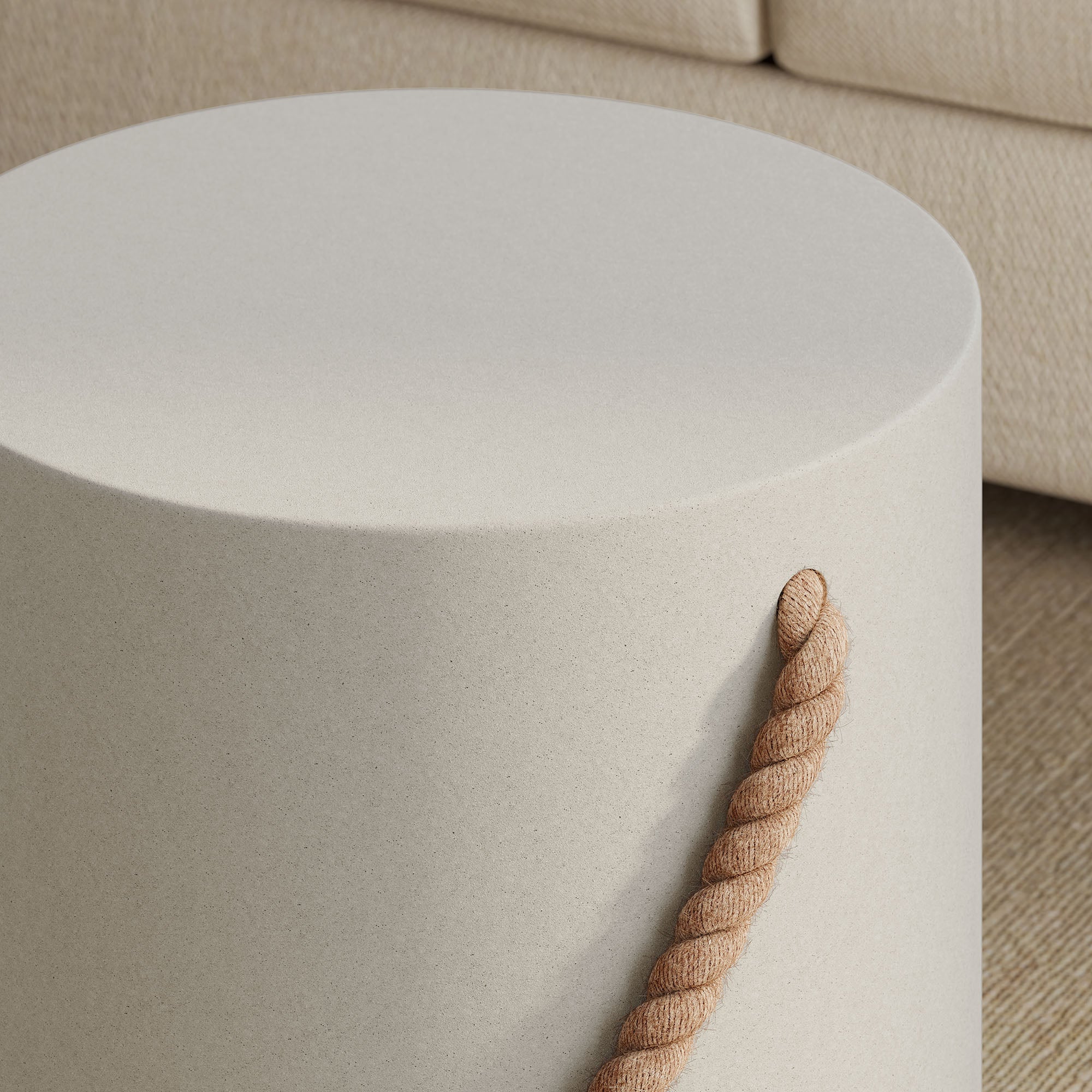 Modway Isera Indoor - Outdoor Patio Rope Concrete Side Table Stool