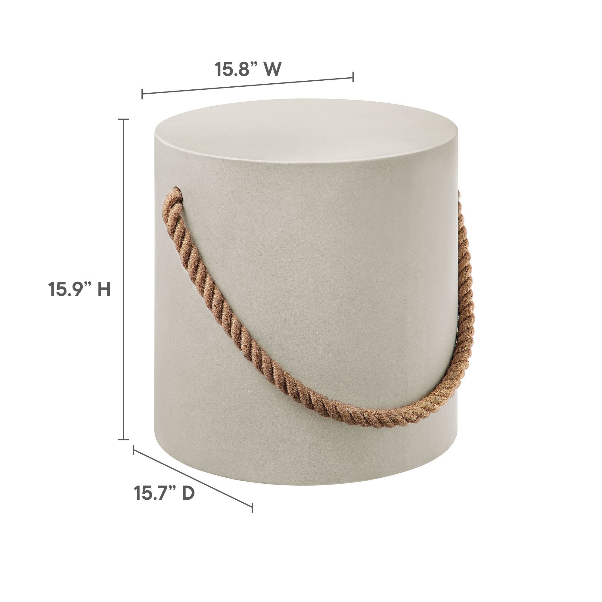 Modway Isera Indoor - Outdoor Patio Rope Concrete Side Table Stool