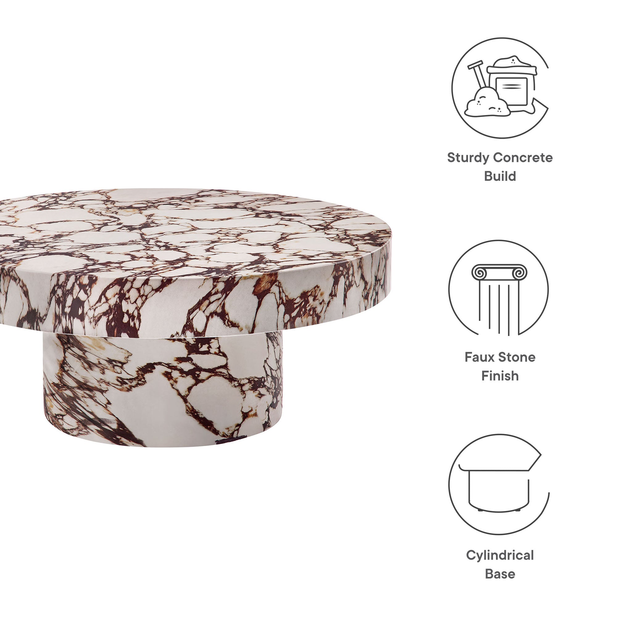Modway Alora Indoor - Outdoor Patio Concrete Round Coffee Table