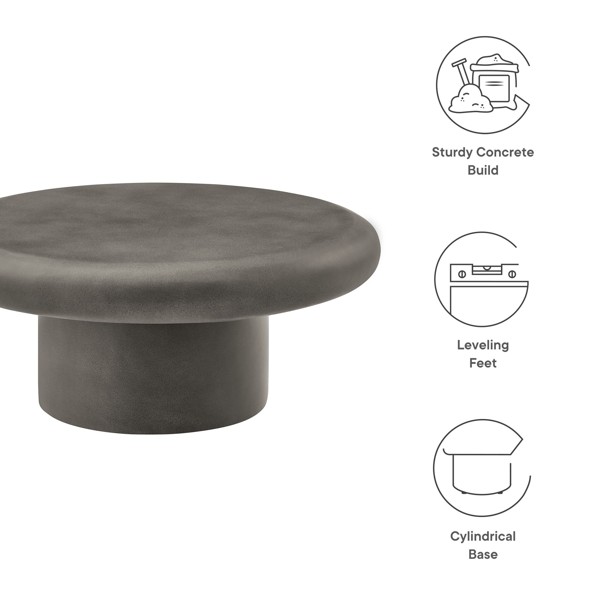 Modway Argos Indoor - Outdoor Patio Concrete Round Coffee Table