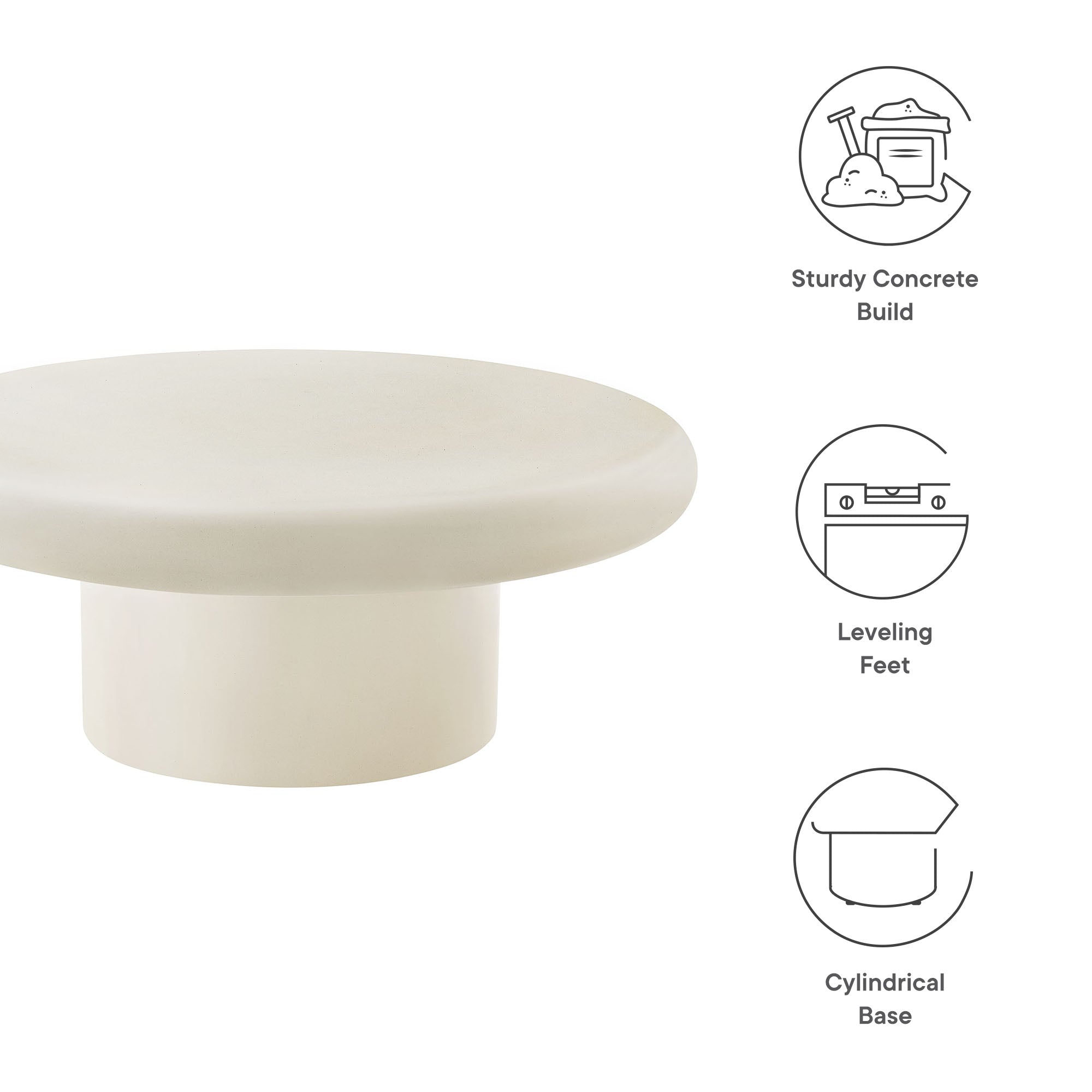 Modway Argos Indoor - Outdoor Patio Concrete Round Coffee Table