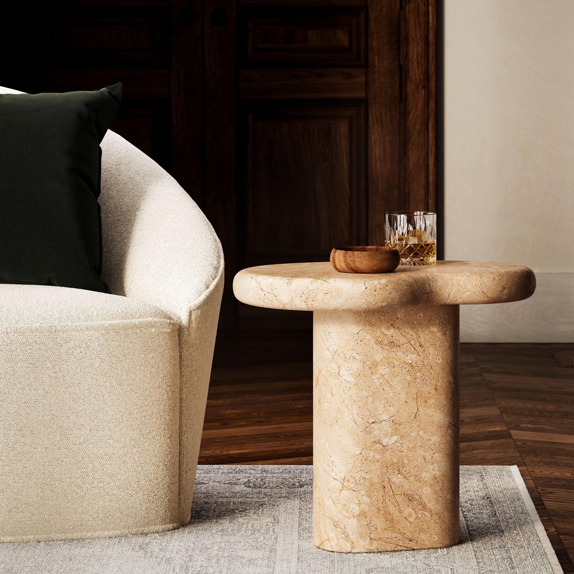 Modway Elowen Indoor - Outdoor Patio Textured Faux Travertine Side Table