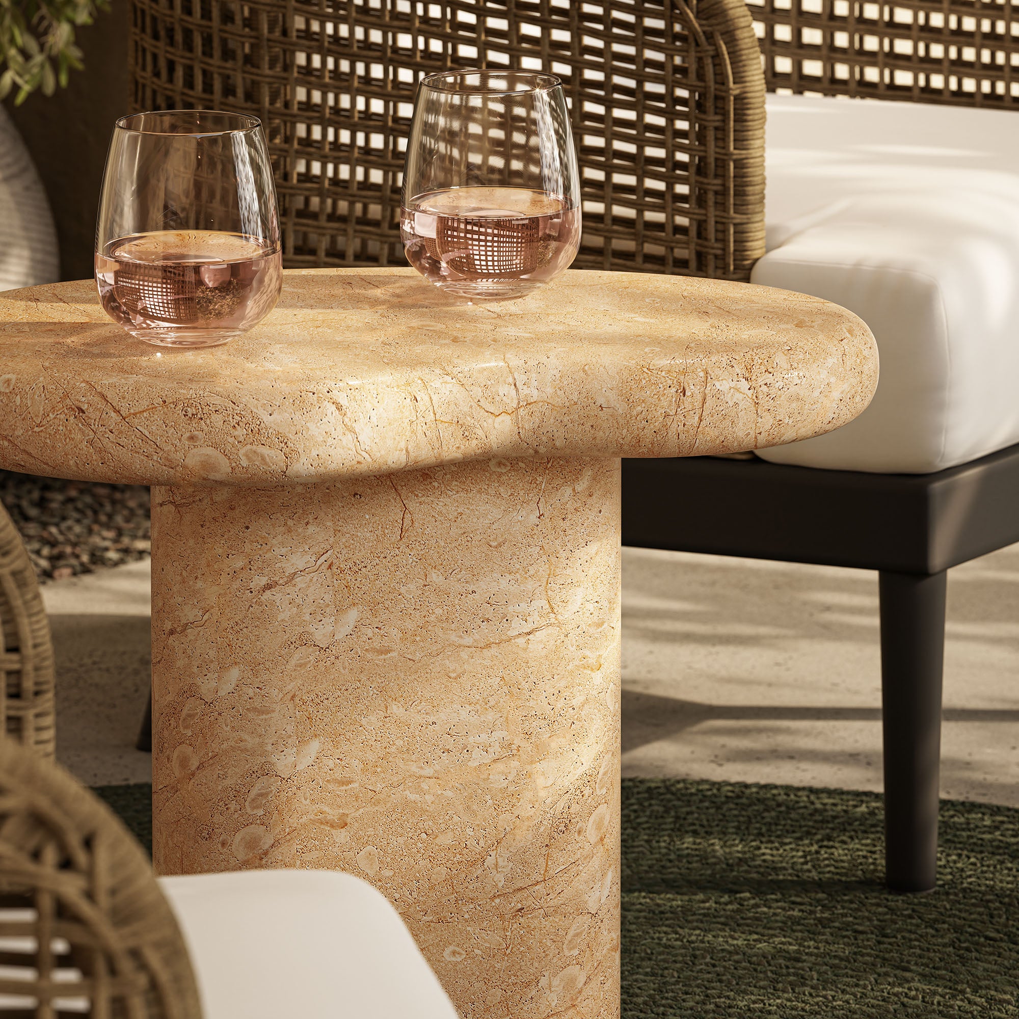 Modway Elowen Indoor - Outdoor Patio Textured Faux Travertine Side Table
