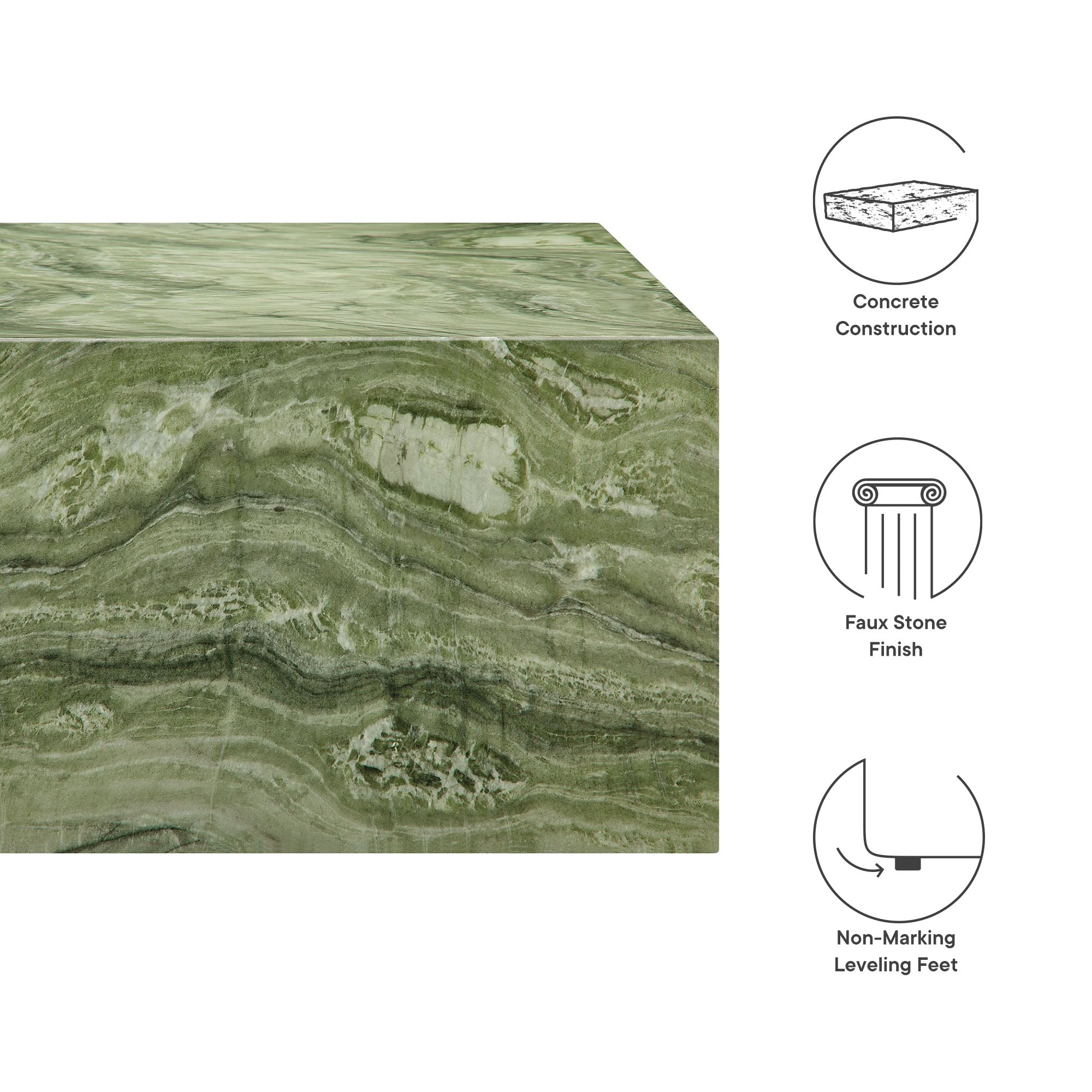 Modway Jordana Square Plinth Indoor - Outdoor Patio Concrete Coffee Table