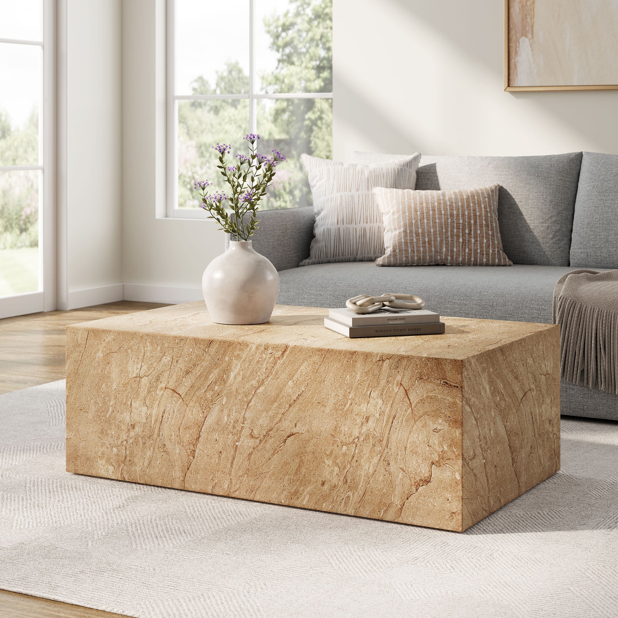 Modway Jordana Square Plinth Indoor - Outdoor Patio Concrete Coffee Table