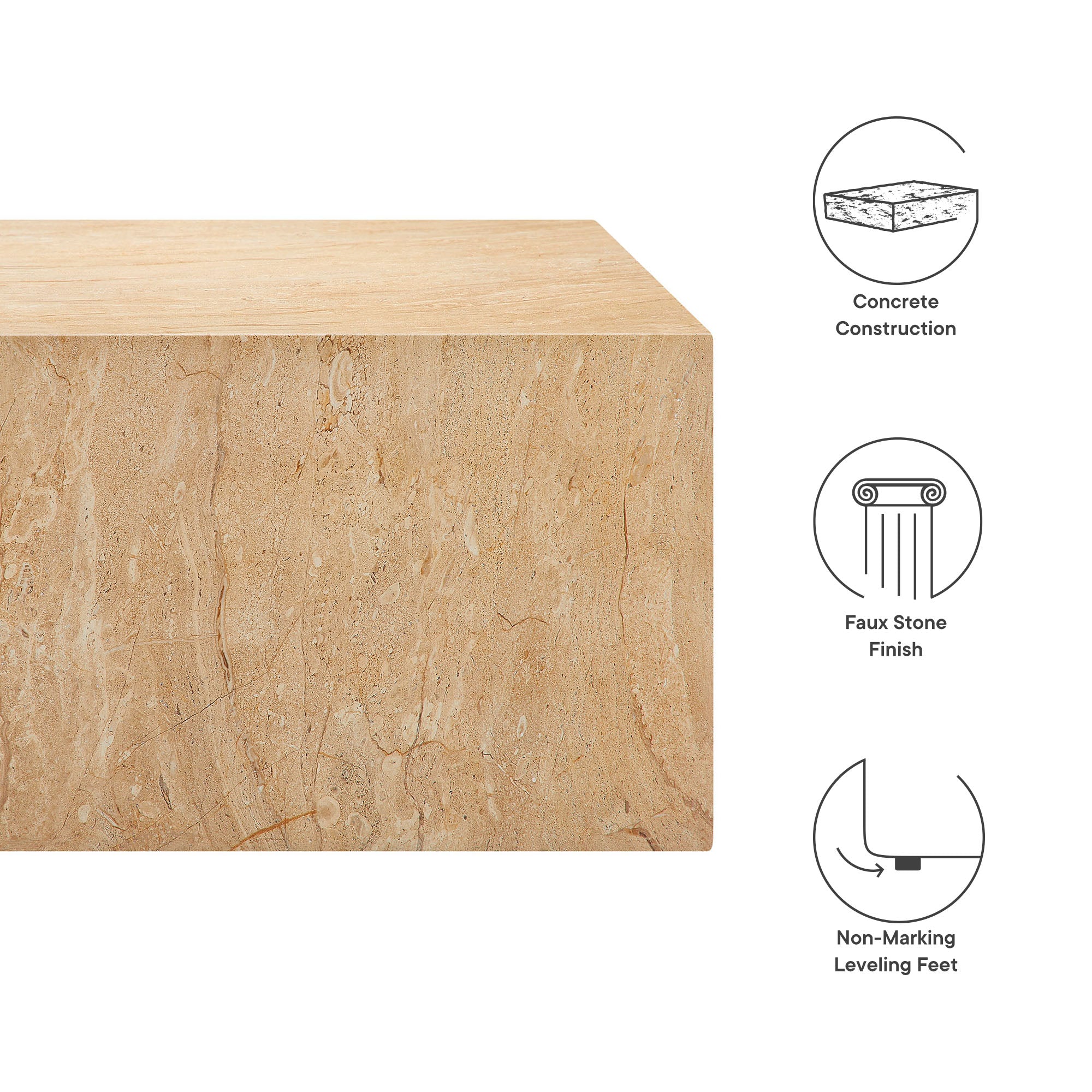 Modway Jordana Square Plinth Indoor - Outdoor Patio Concrete Coffee Table
