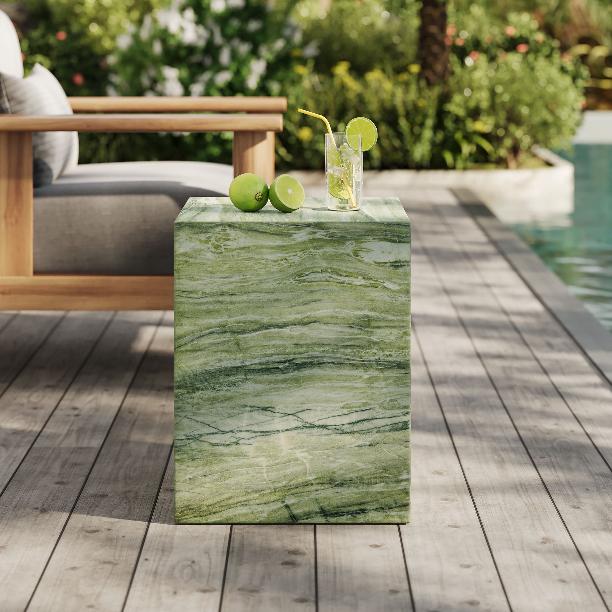 Modway Jordana Square Plinth Indoor - Outdoor Patio Concrete Side Table