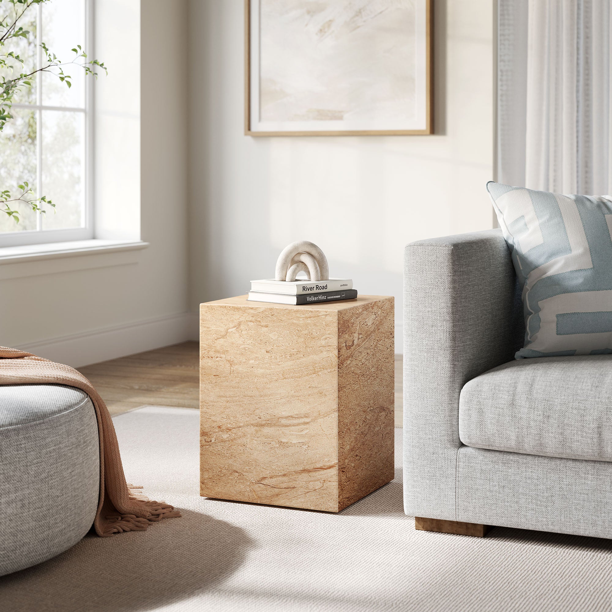 Modway Jordana Square Plinth Indoor - Outdoor Patio Concrete Side Table
