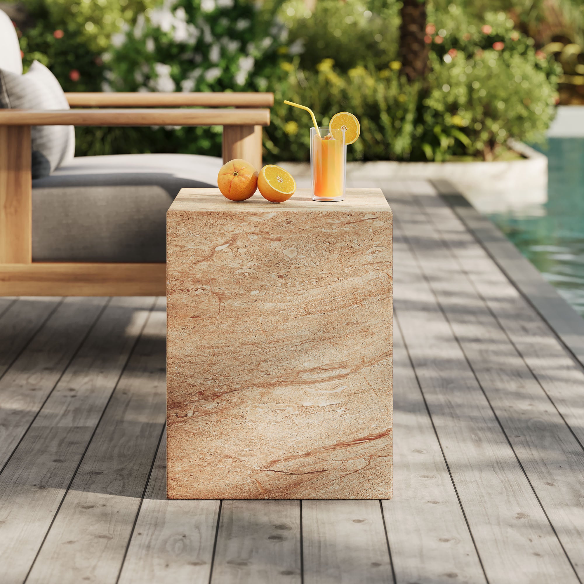 Modway Jordana Square Plinth Indoor - Outdoor Patio Concrete Side Table