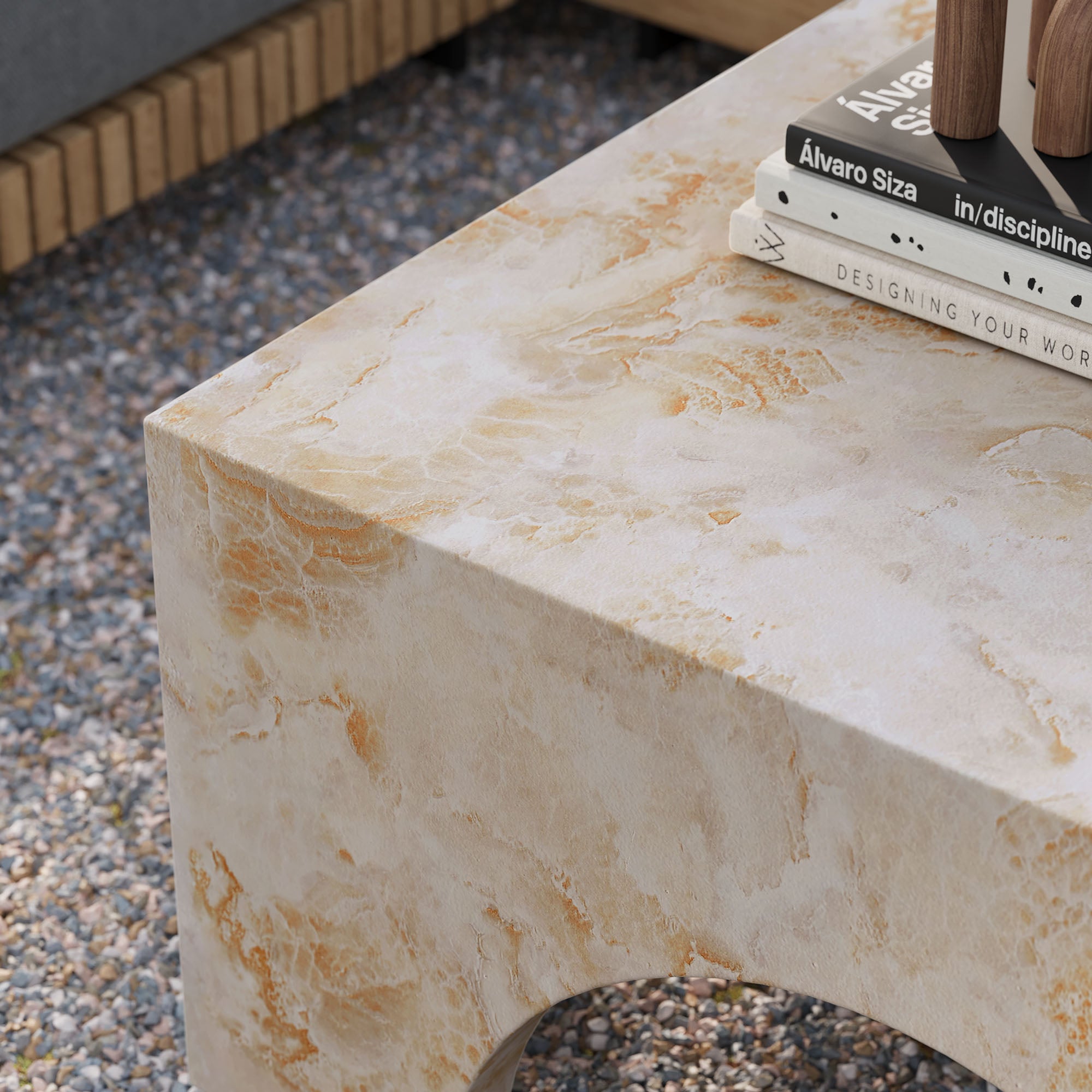 Modway Valen Indoor - Outdoor Patio Arched Concrete Coffee Table