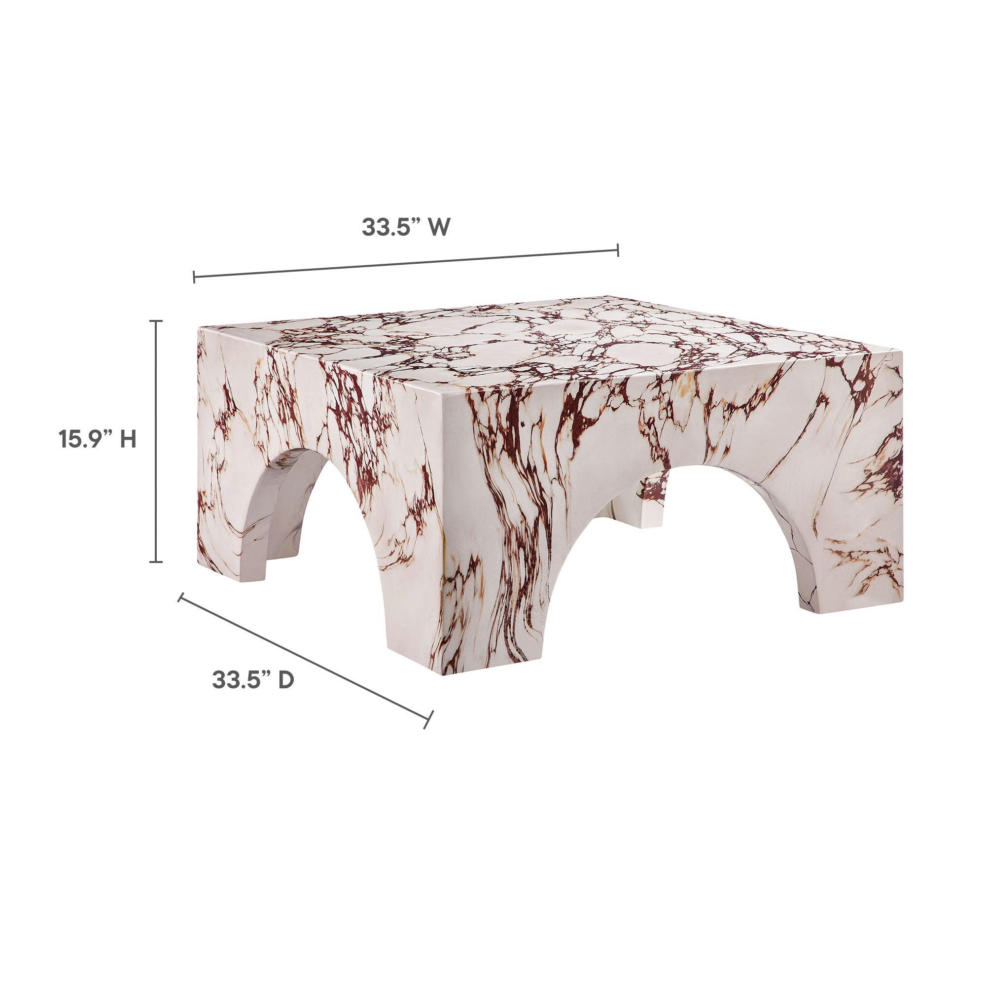 Modway Valen Indoor - Outdoor Patio Arched Concrete Coffee Table
