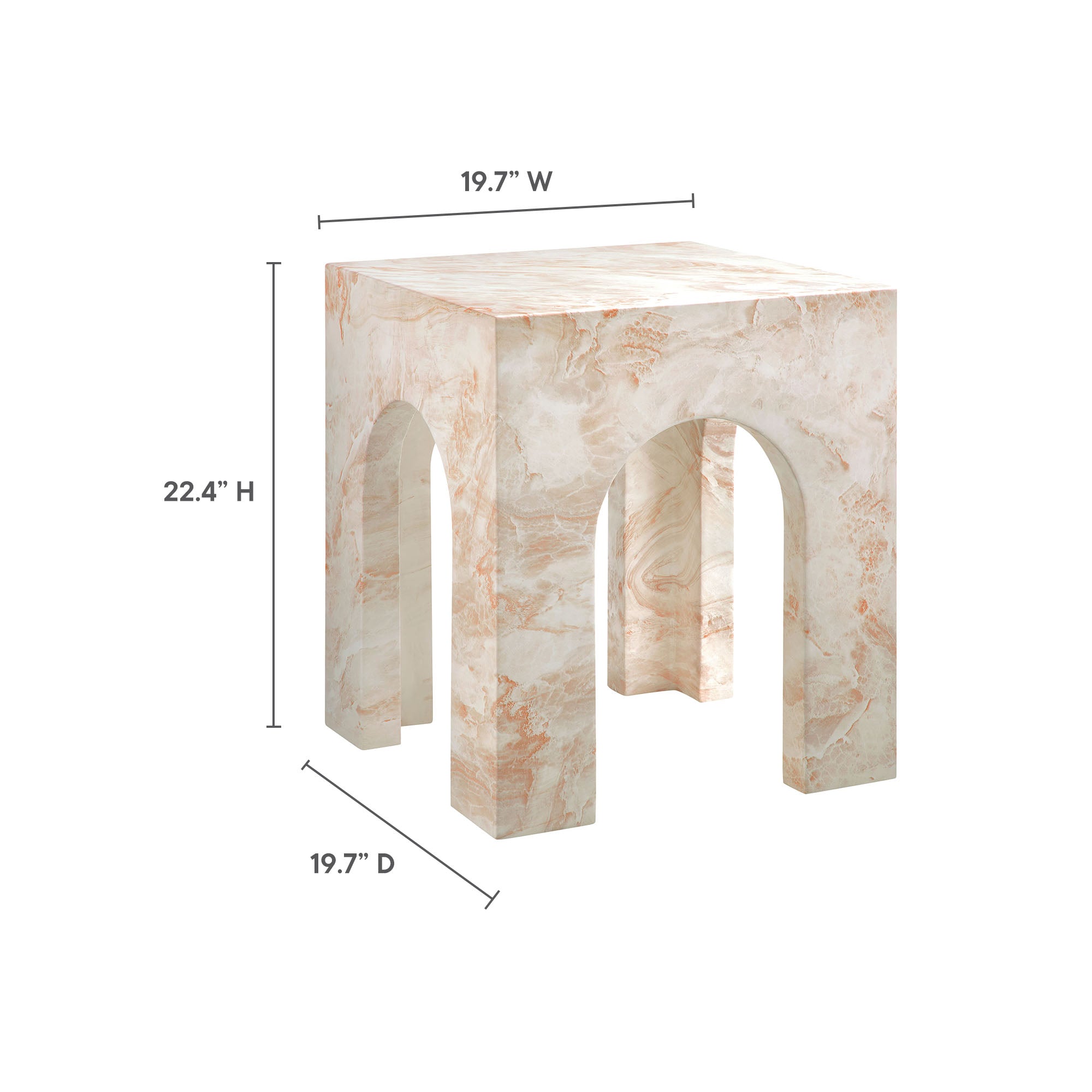 Modway Valen Square Indoor - Outdoor Patio Arched Concrete Side Table