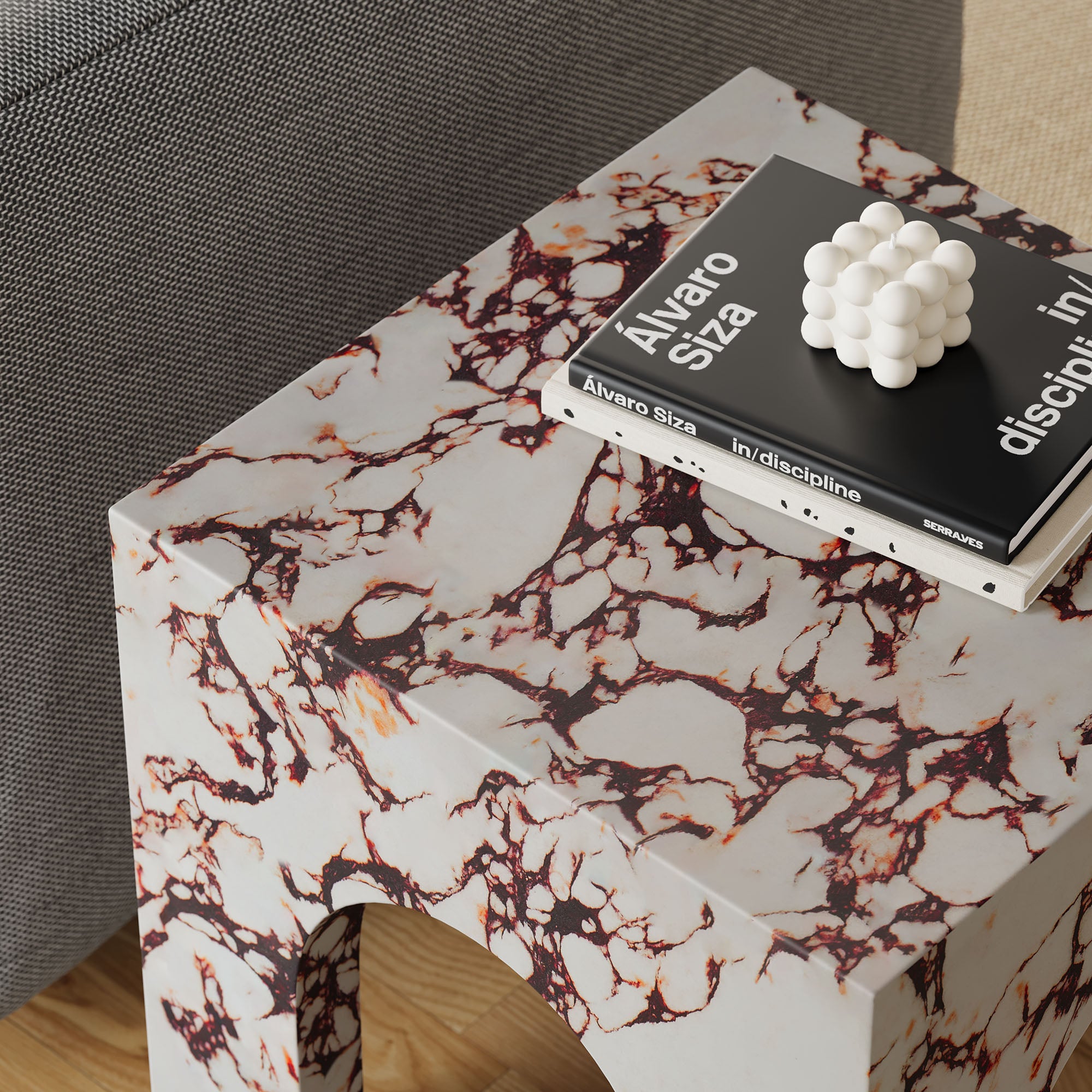 Modway Valen Square Indoor - Outdoor Patio Arched Concrete Side Table