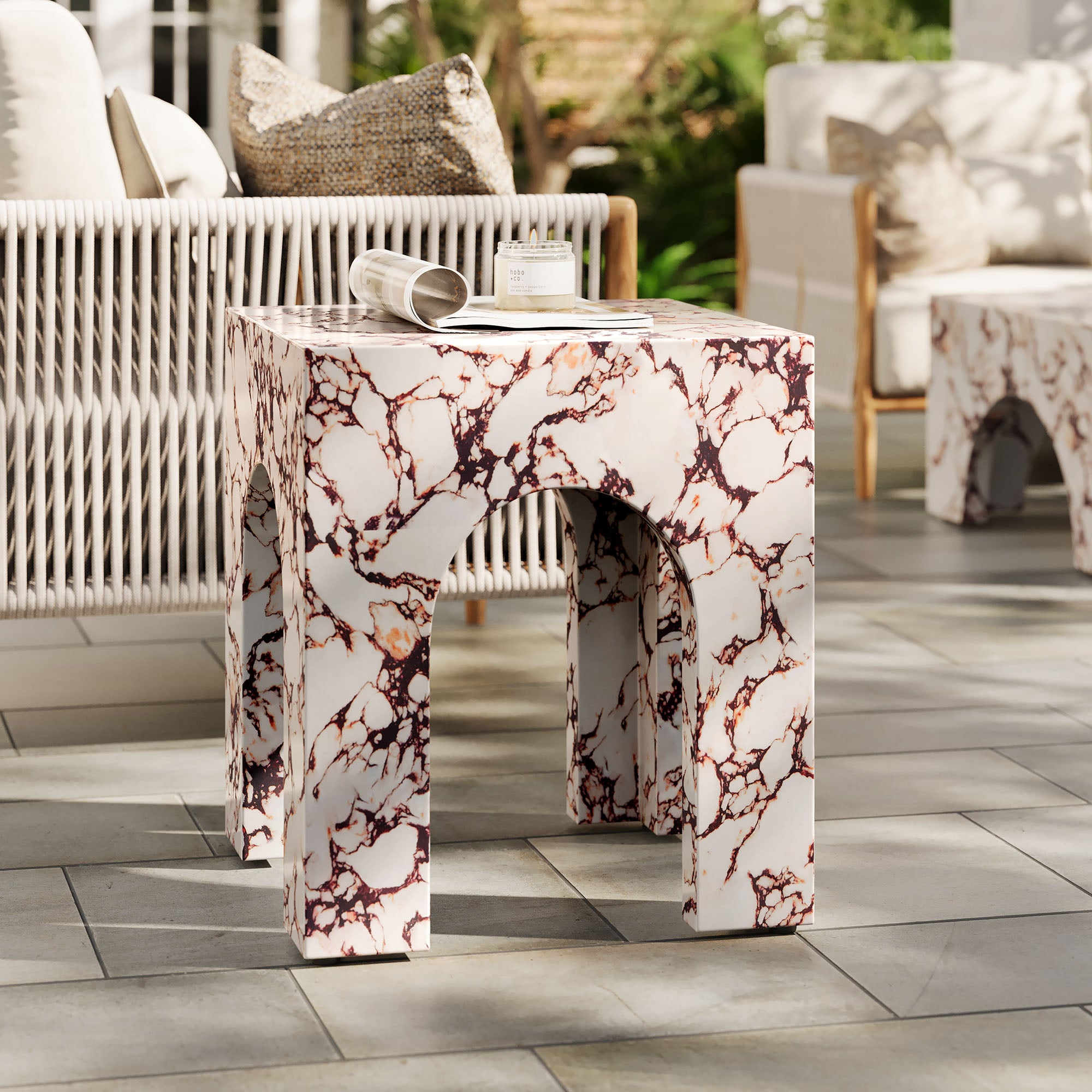 Modway Valen Square Indoor - Outdoor Patio Arched Concrete Side Table