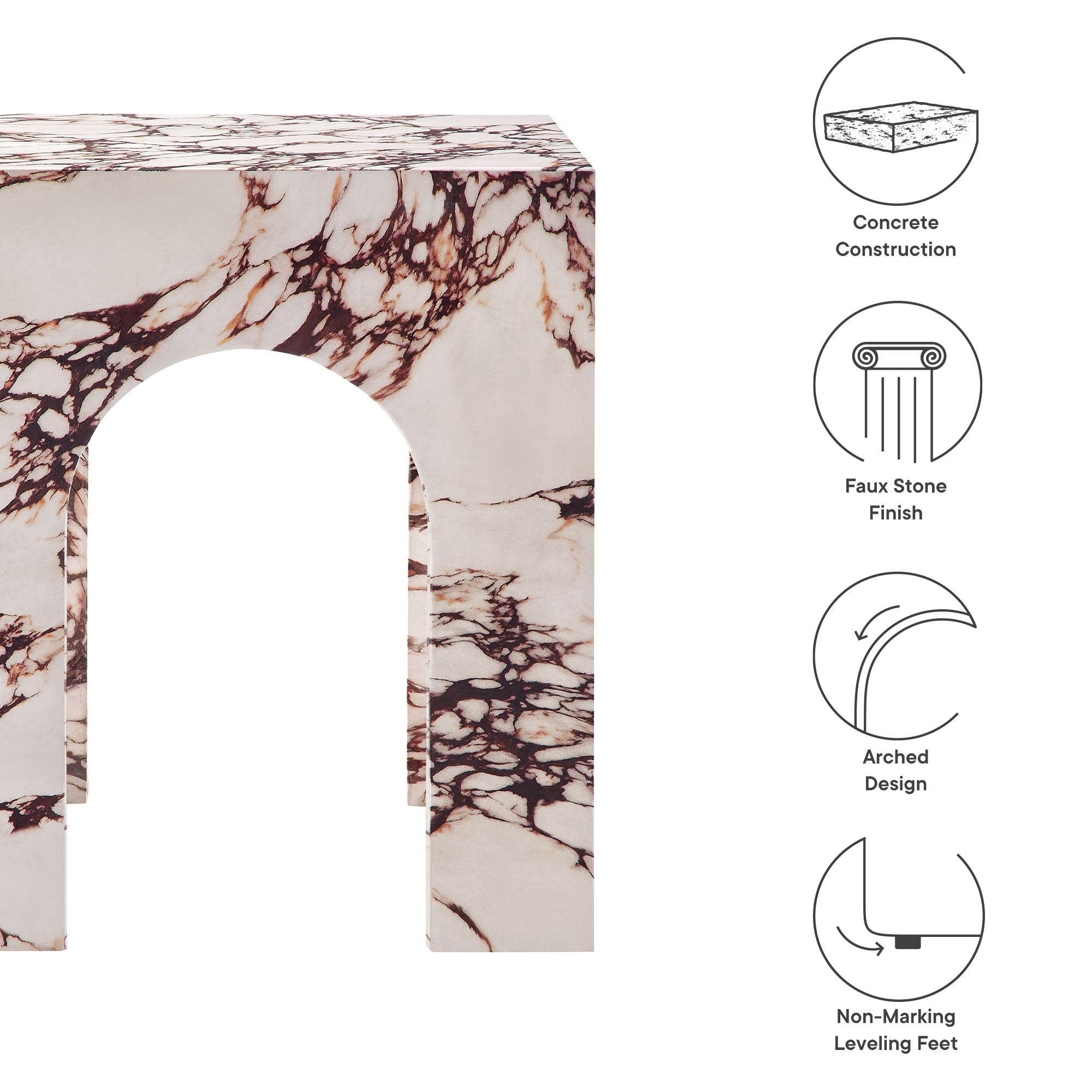 Modway Valen Square Indoor - Outdoor Patio Arched Concrete Side Table
