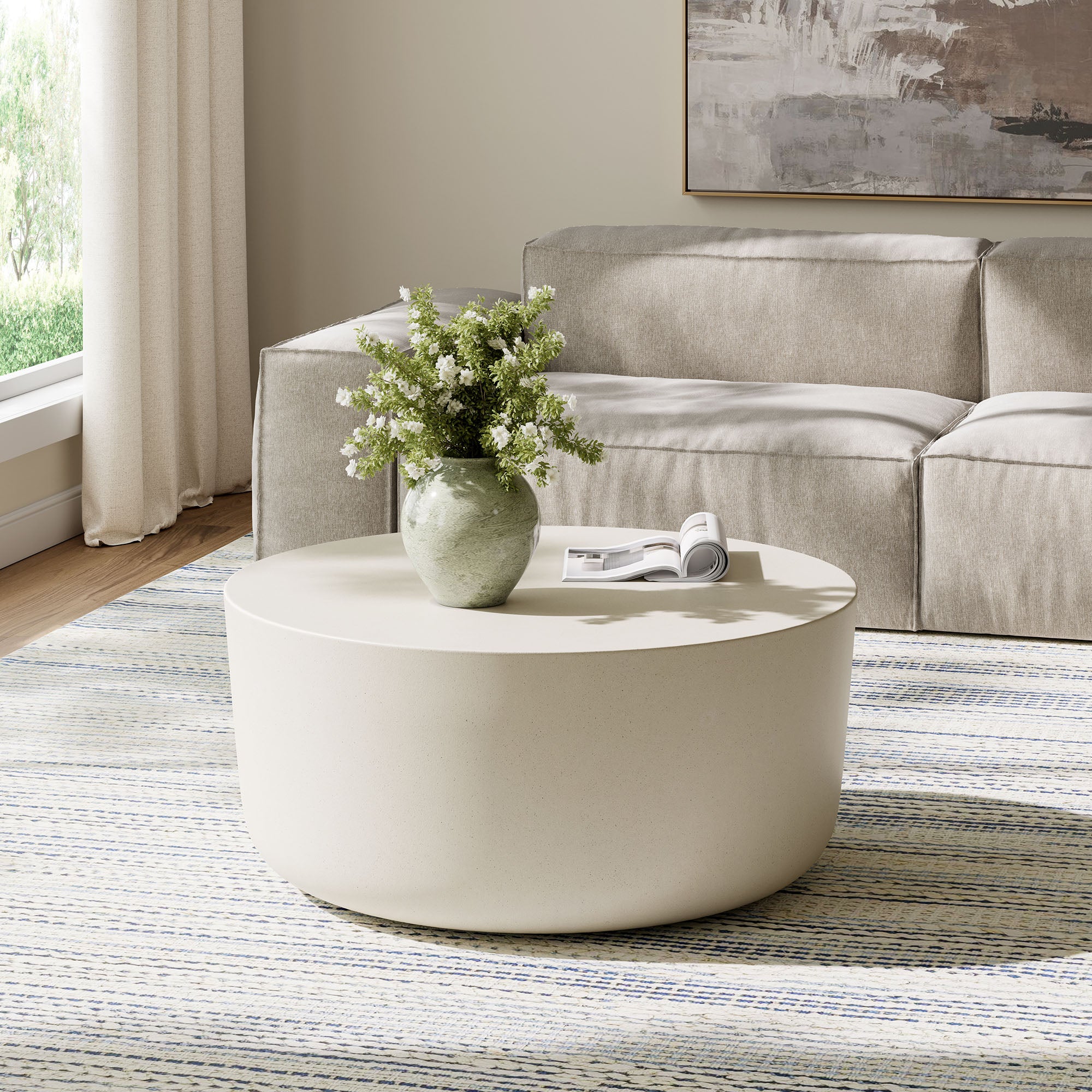 Modway Brion Round Indoor - Outdoor Patio Concrete Coffee Table