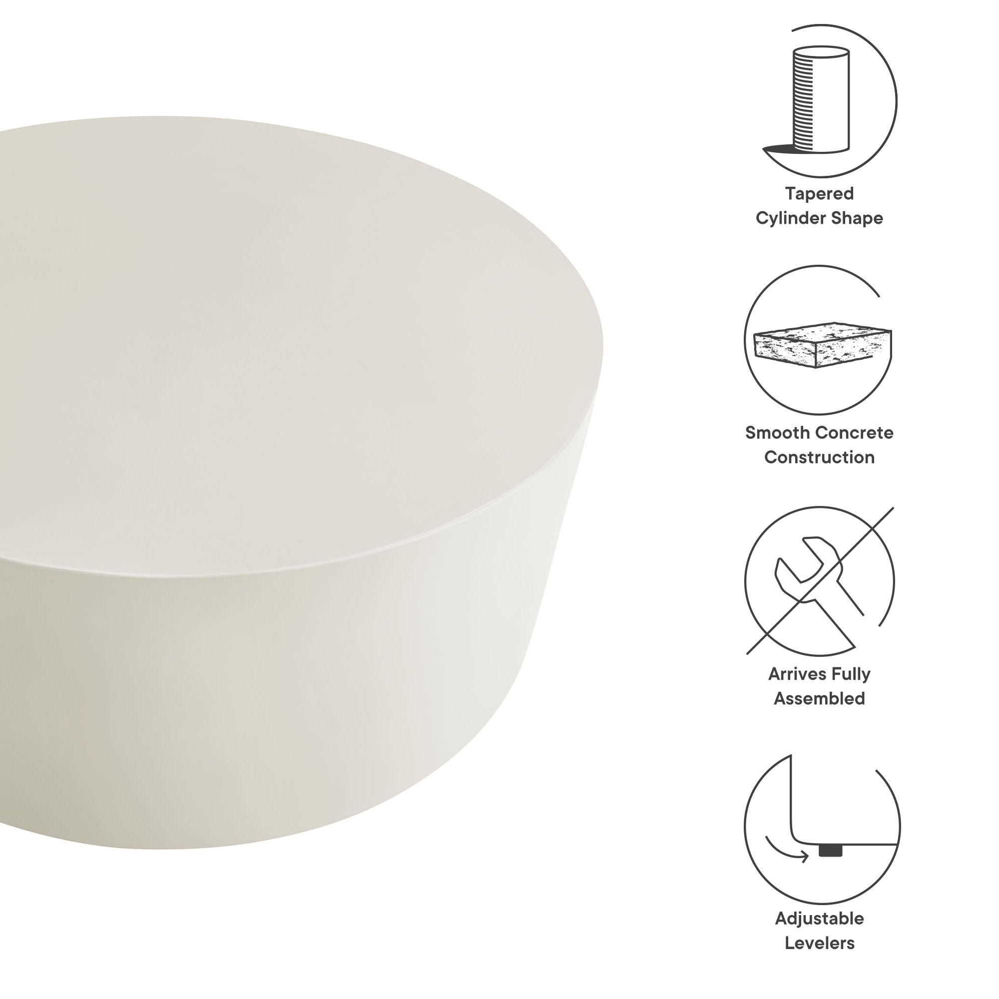 Modway Brion Round Indoor - Outdoor Patio Concrete Coffee Table