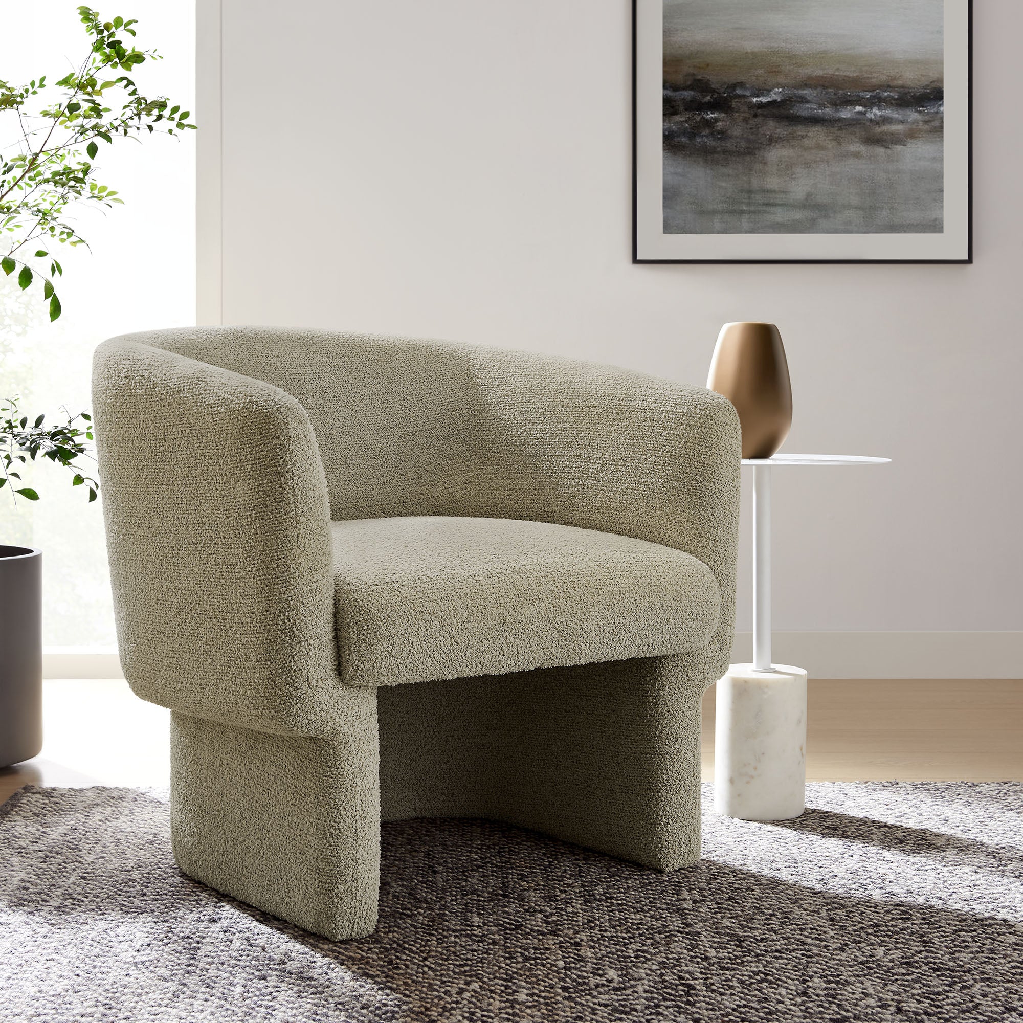 Modway Muse Boucle Fabric Barrel Accent Chair