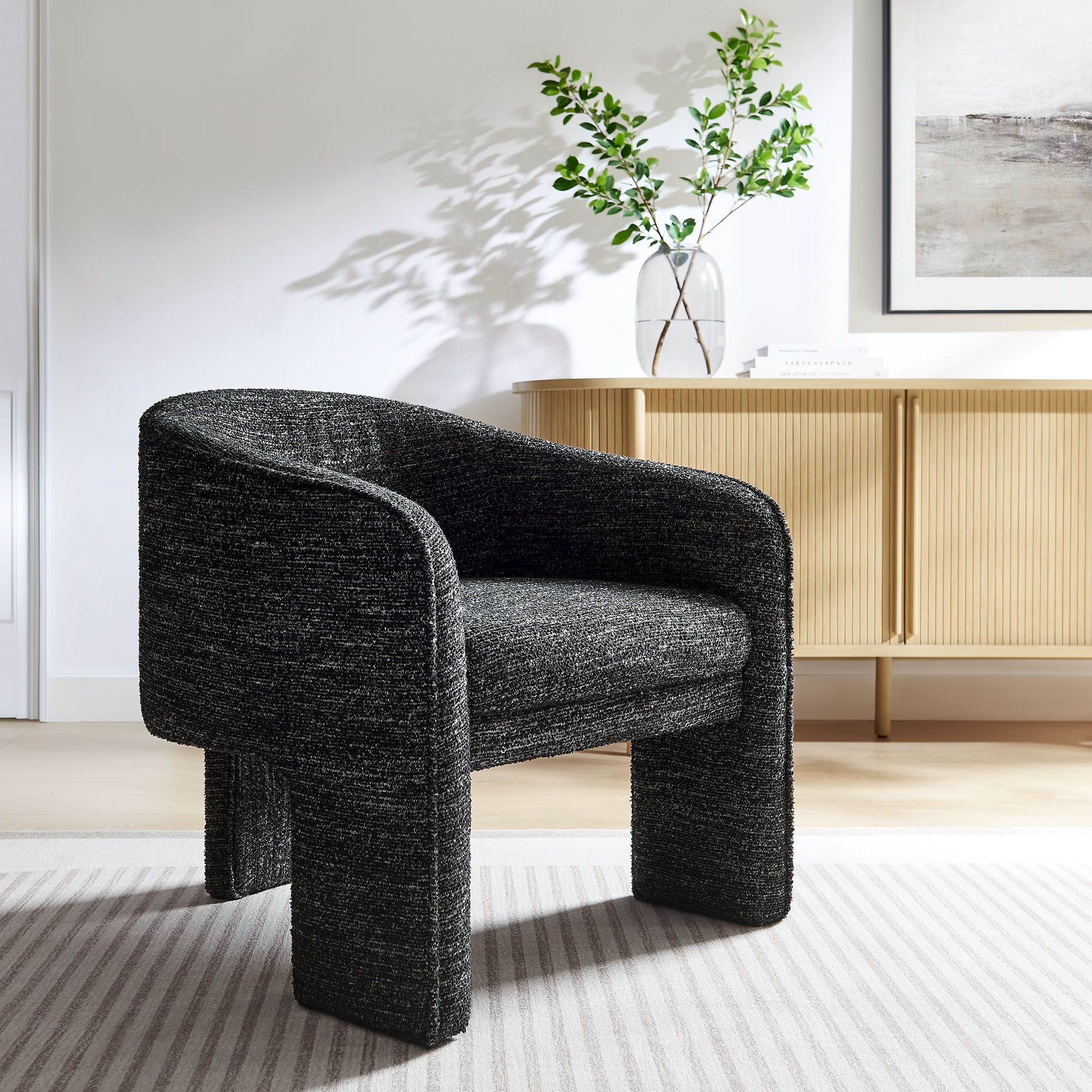 Modway Greer Boucle Fabric Upholstered Accent Armchair