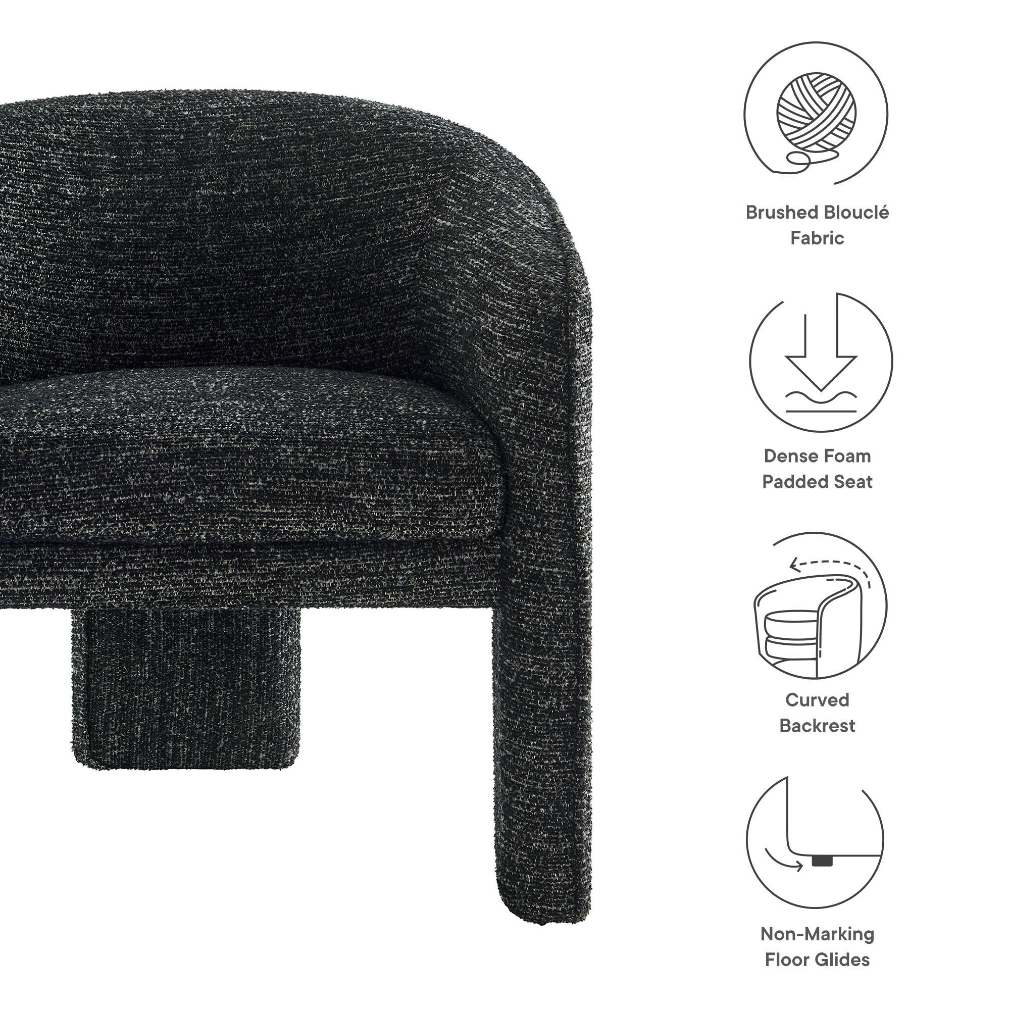 Modway Greer Boucle Fabric Upholstered Accent Armchair