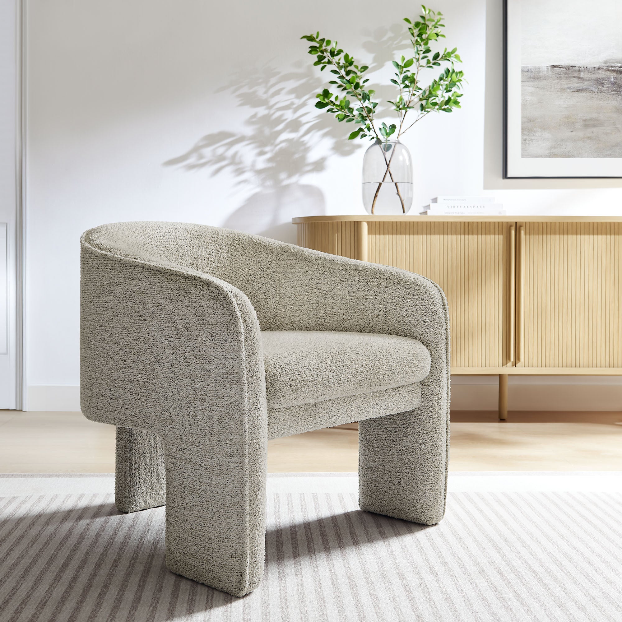 Modway Greer Boucle Fabric Upholstered Accent Armchair
