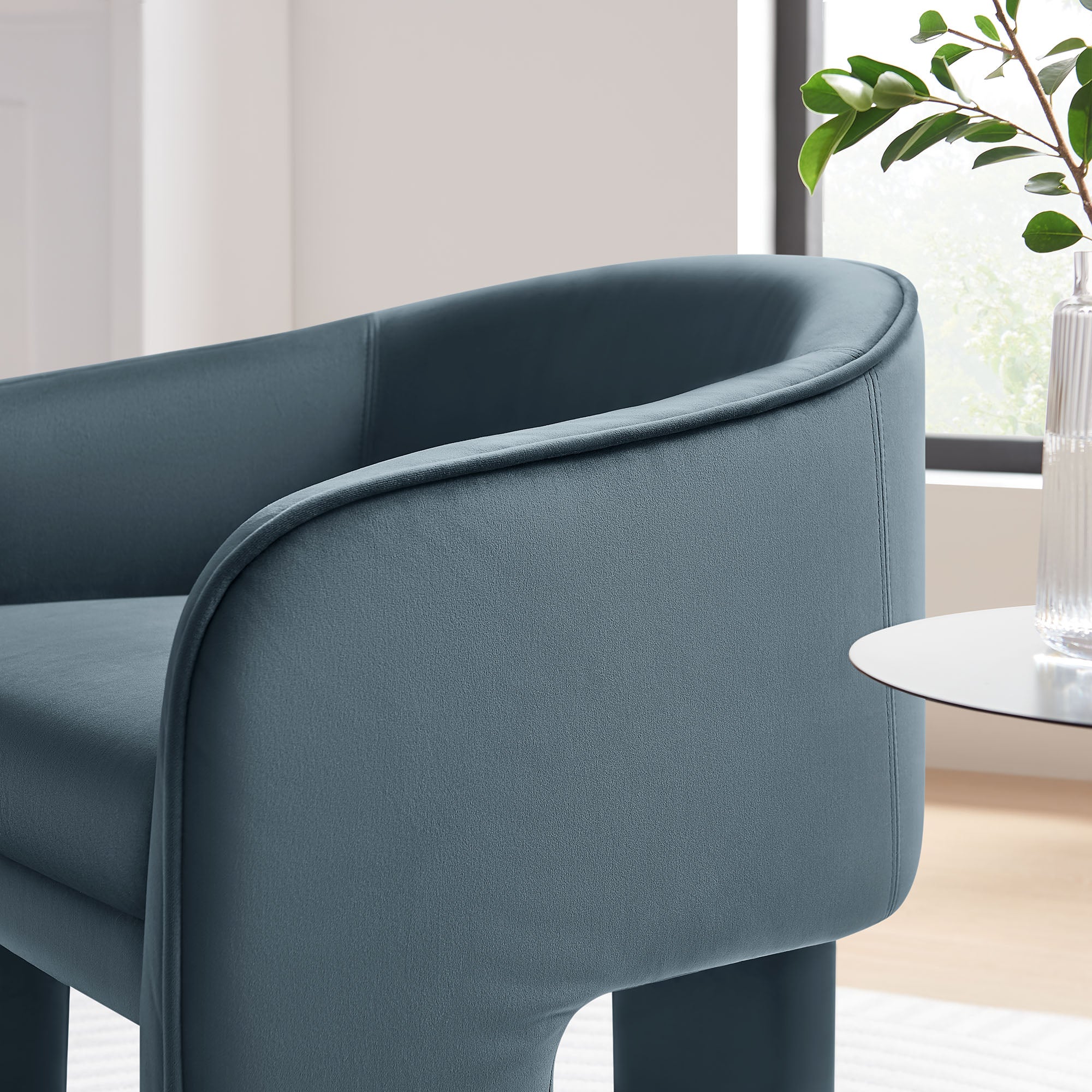Modway Greer Performance Velvet Upholstered Accent Armchair