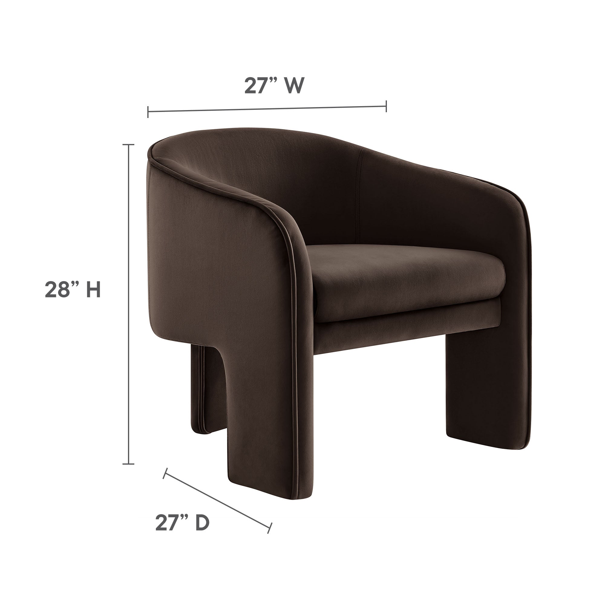 Modway Greer Performance Velvet Upholstered Accent Armchair