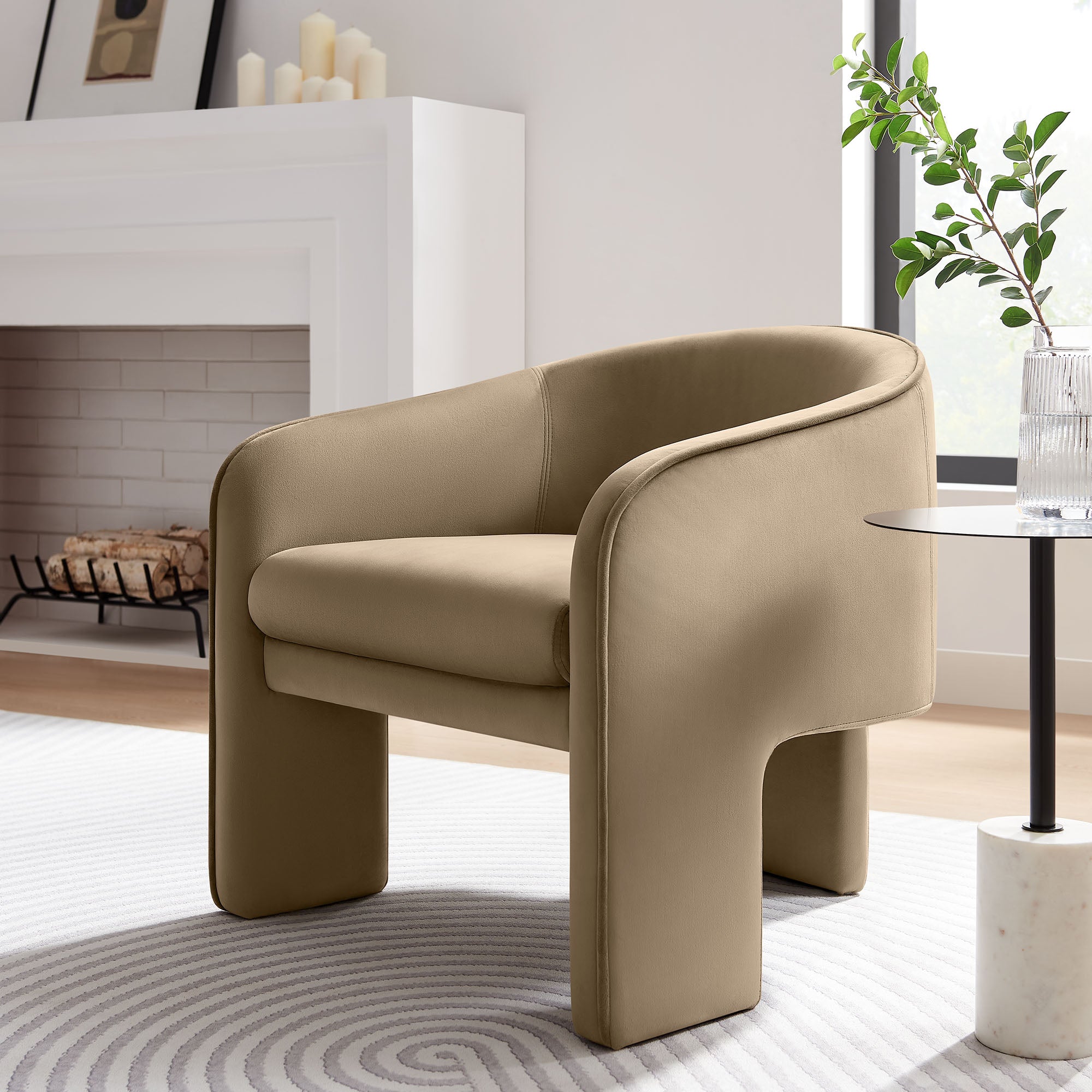 Modway Greer Performance Velvet Upholstered Accent Armchair