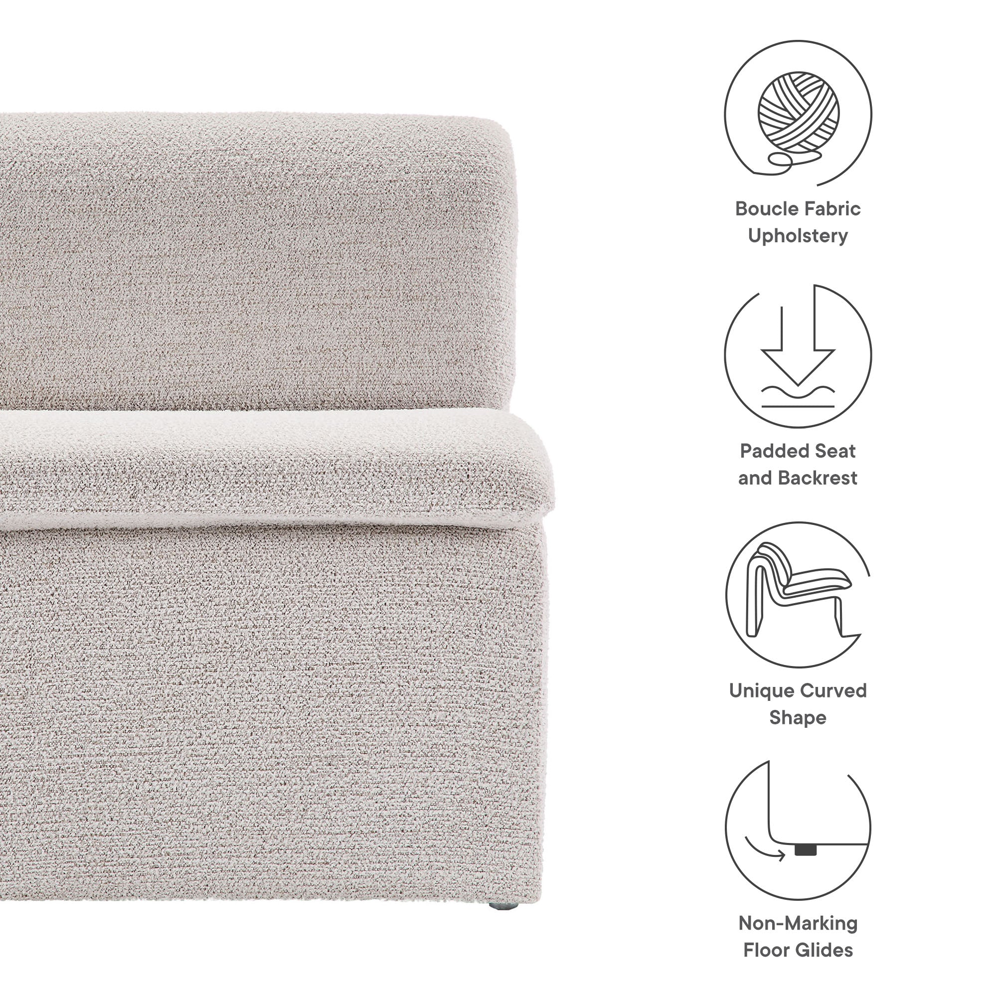 Modway Dune Boucle Upholstered Armless Accent Chair