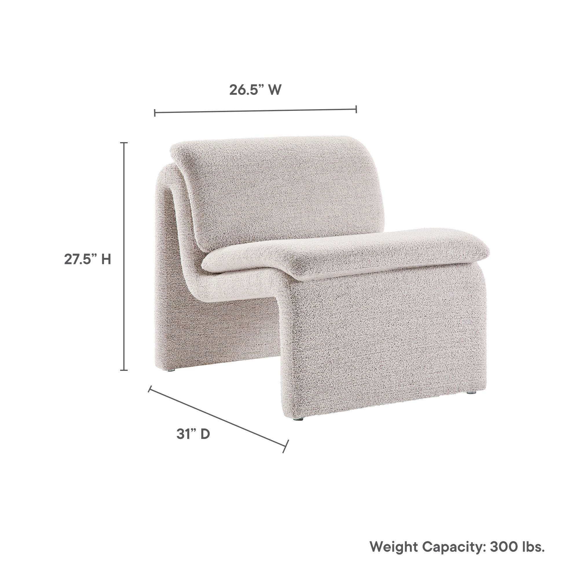 Modway Dune Boucle Upholstered Armless Accent Chair