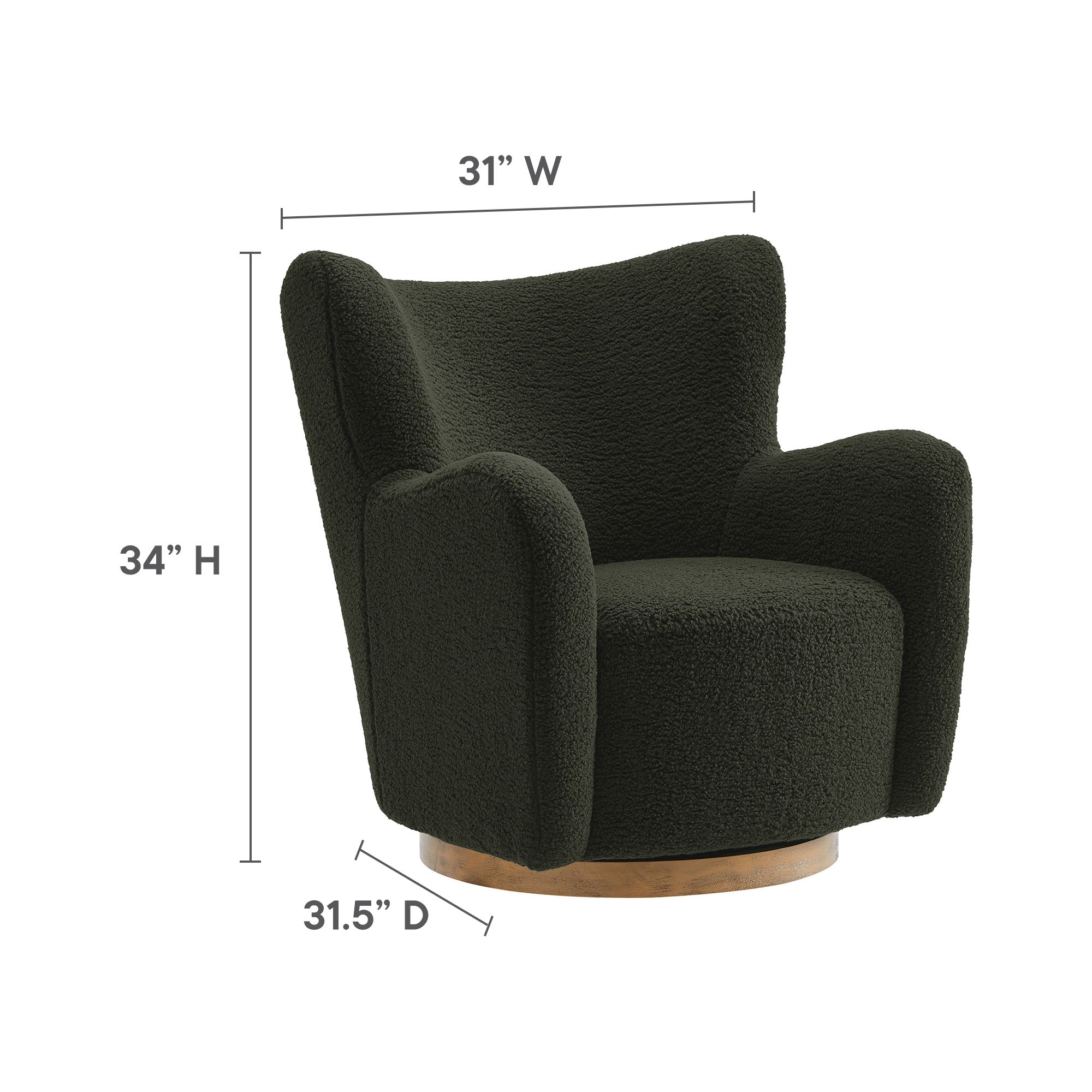 Modway Montrose Wingback Sherpa Swivel Accent Chair