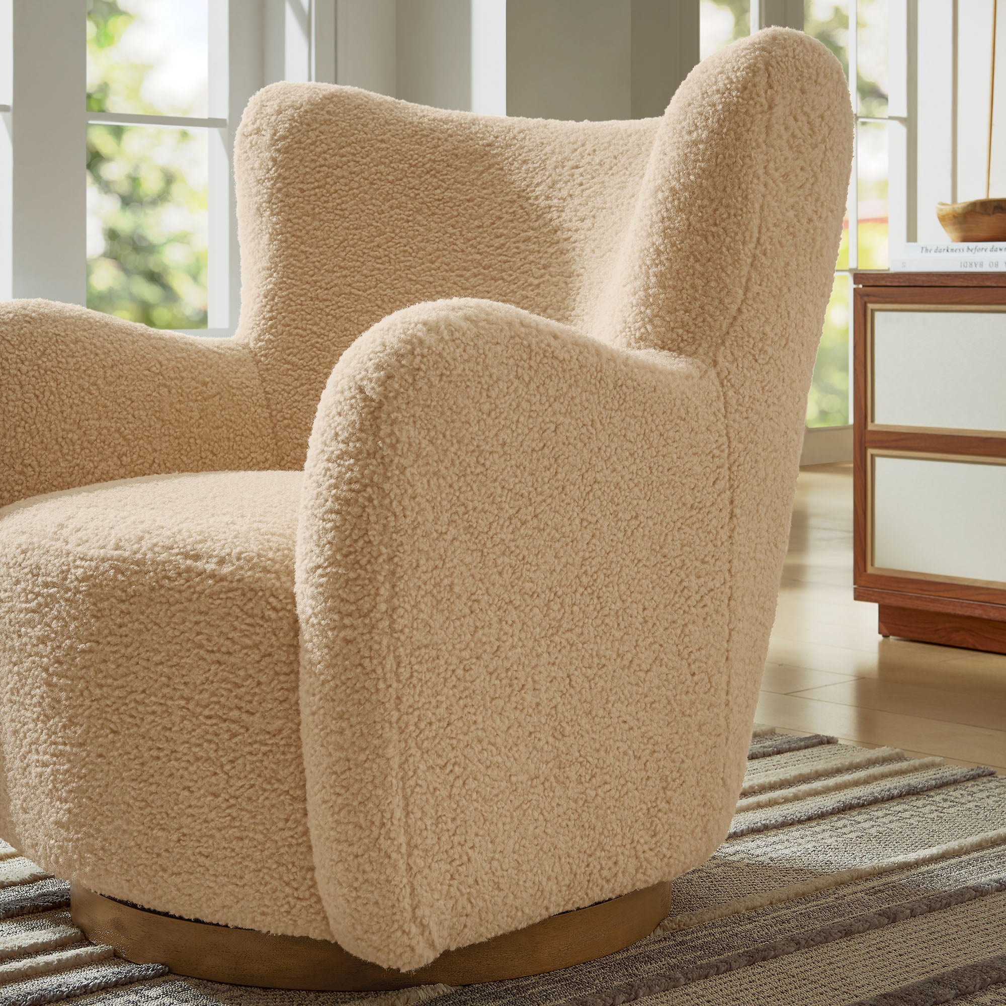 Modway Montrose Wingback Sherpa Swivel Accent Chair