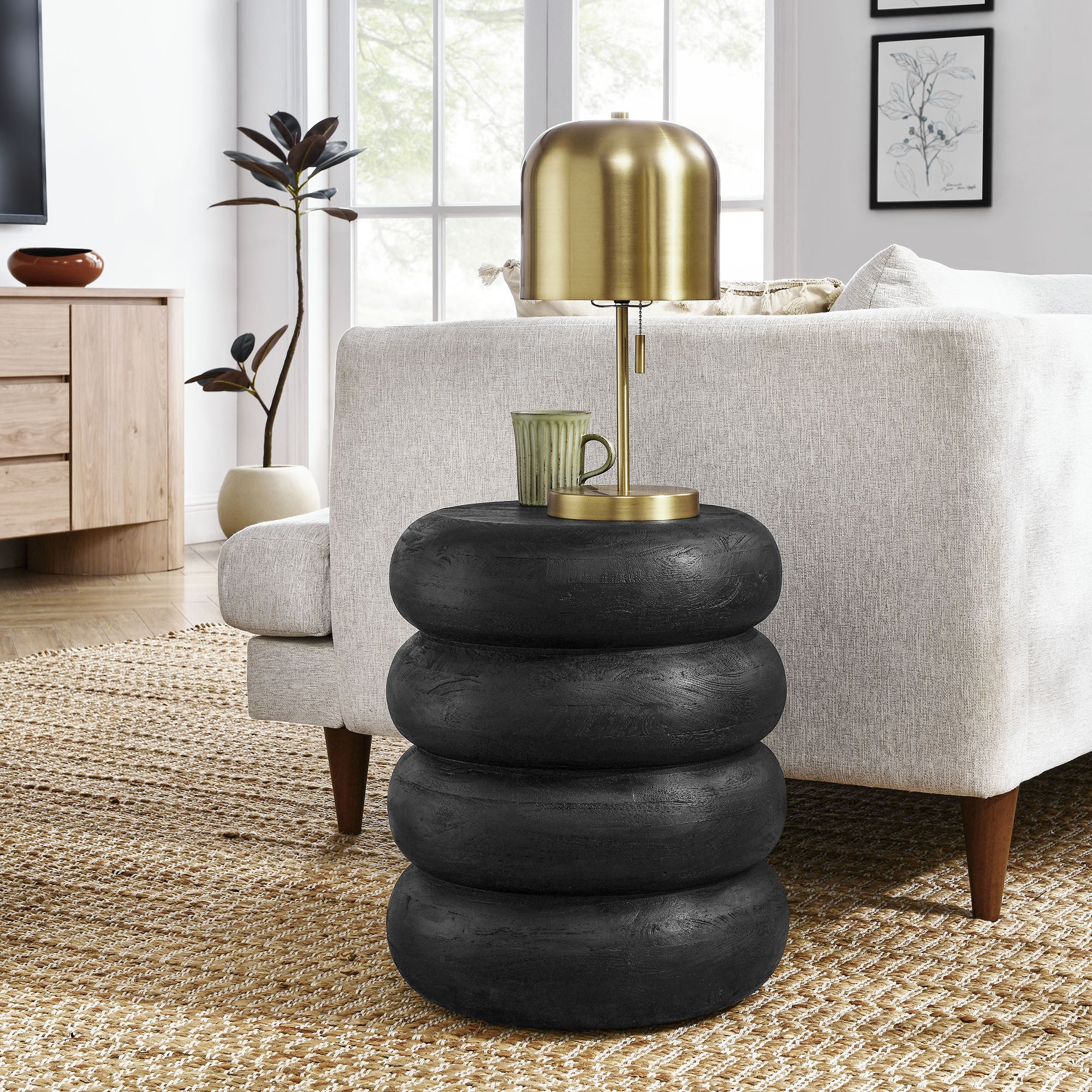 Modway Ellery Round Stacked Wood Side Table