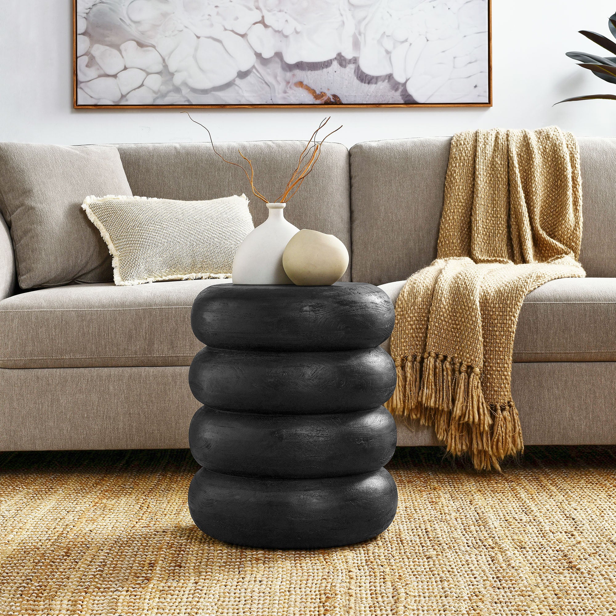 Modway Ellery Round Stacked Wood Side Table