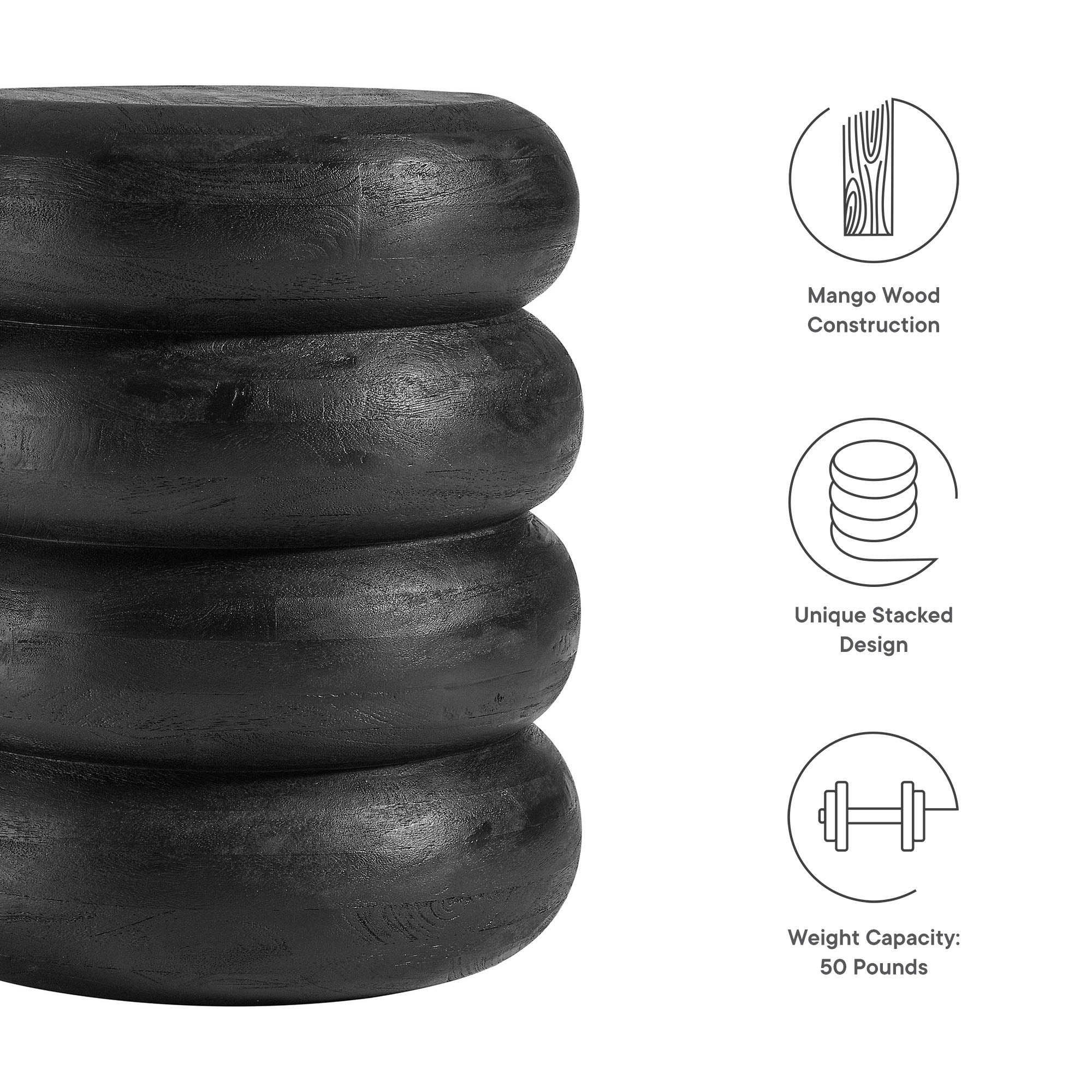 Modway Ellery Round Stacked Wood Side Table