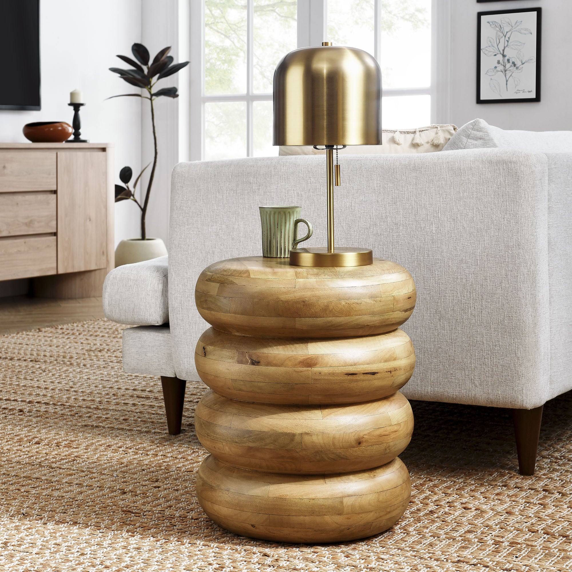 Modway Ellery Round Stacked Wood Side Table