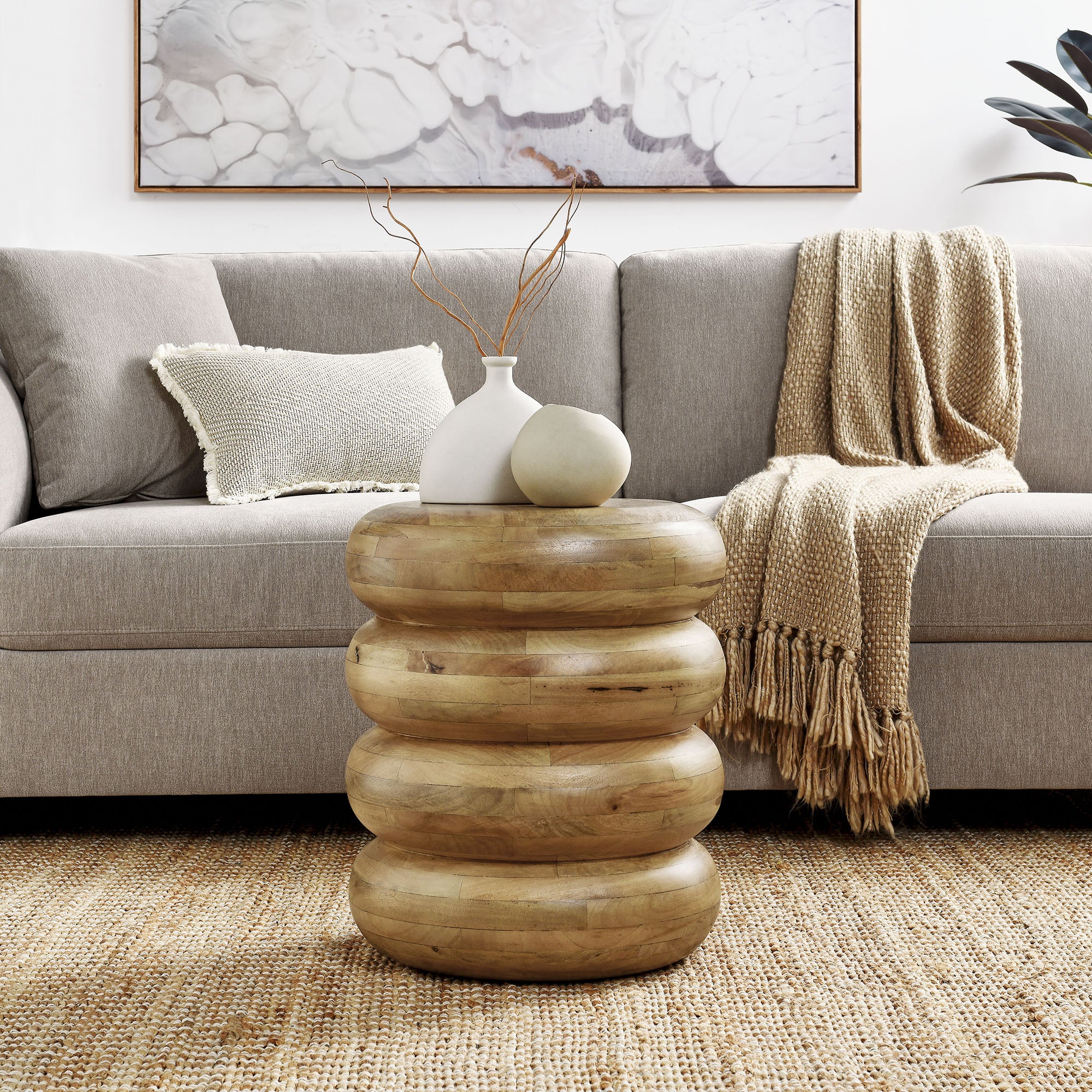 Modway Ellery Round Stacked Wood Side Table